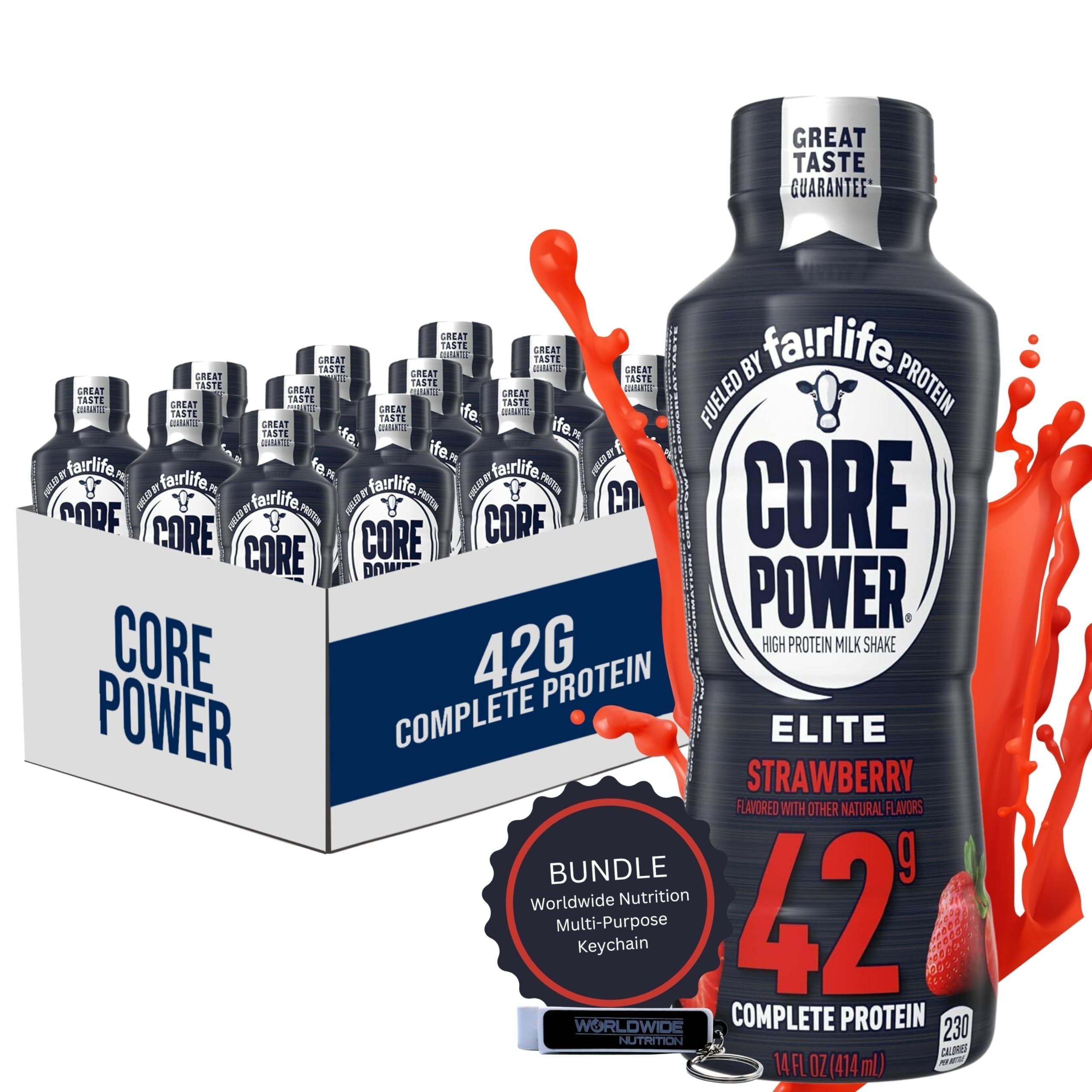 Core Power Elite High Protein Shake with 42g Protein by fairlife Milk,  Chocolate, 14 fl oz