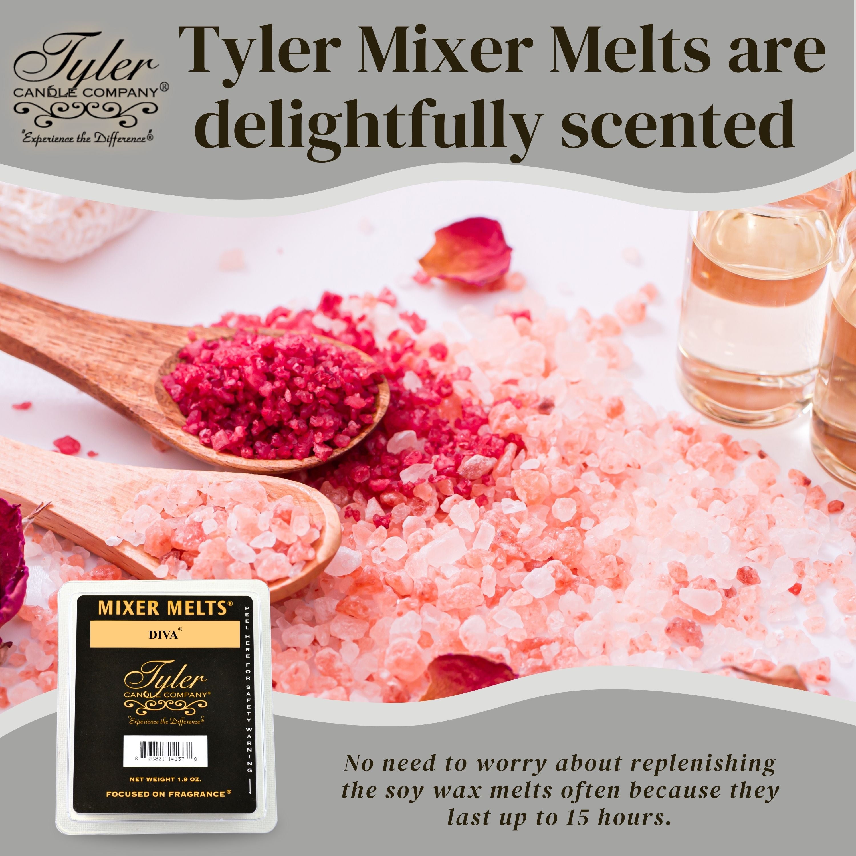 Worldwide Nutrition Bundle, 2 Items: Tyler Diva Scent Wax Melts - Soy Wax Tyler Diva Wax Melts Scented Mixer Melts for Wax Warmer - Pack of 4, 6 Bars per Melt and Multi-Purpose Key Chain