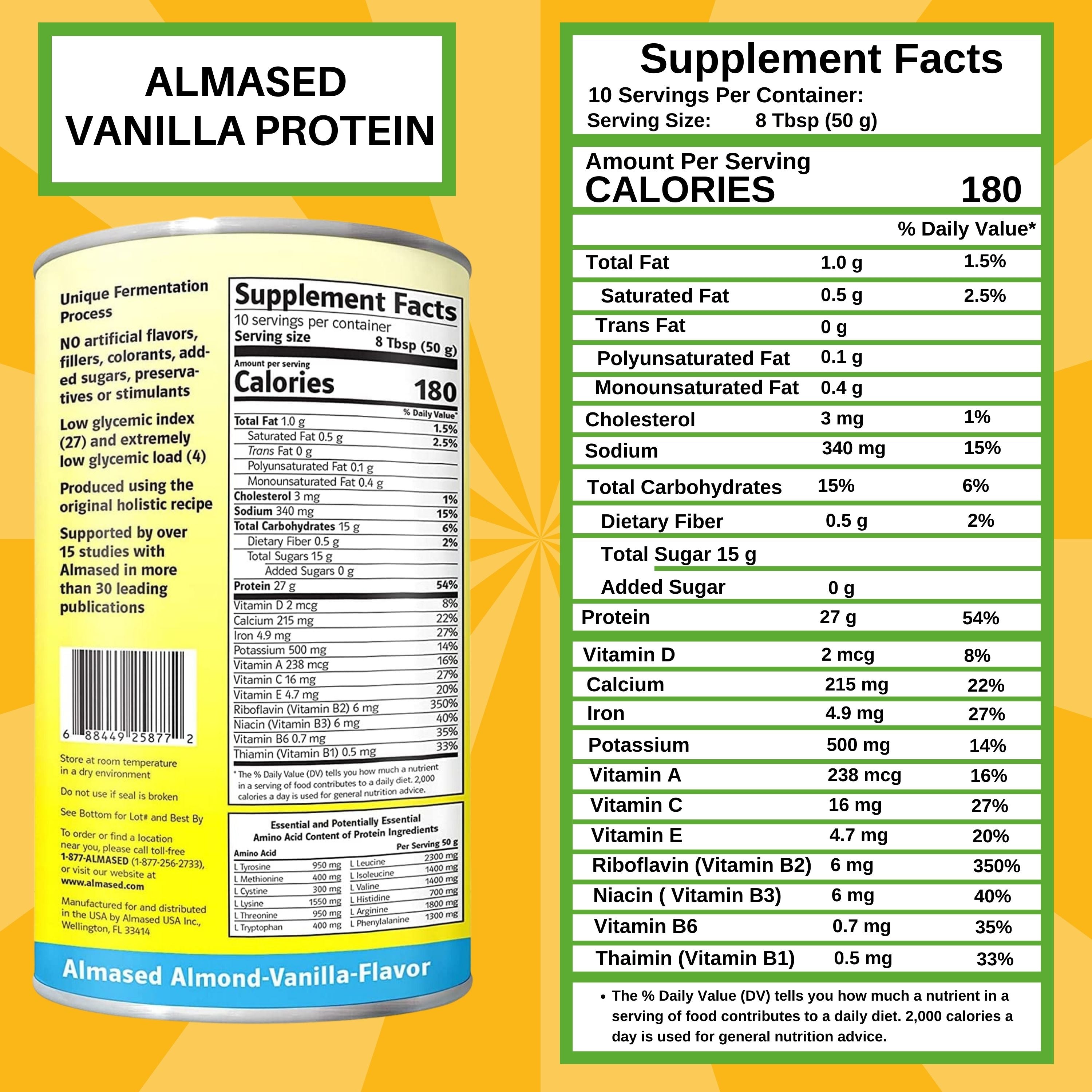 Almased Vanilla Shakes – Gluten-Free, Non-GMO Powder – Boost High Protein, Vanilla Flavor, 17.6 oz (1 Pack) with Bonus worldwidenutrition Multi Purpose Key Chain