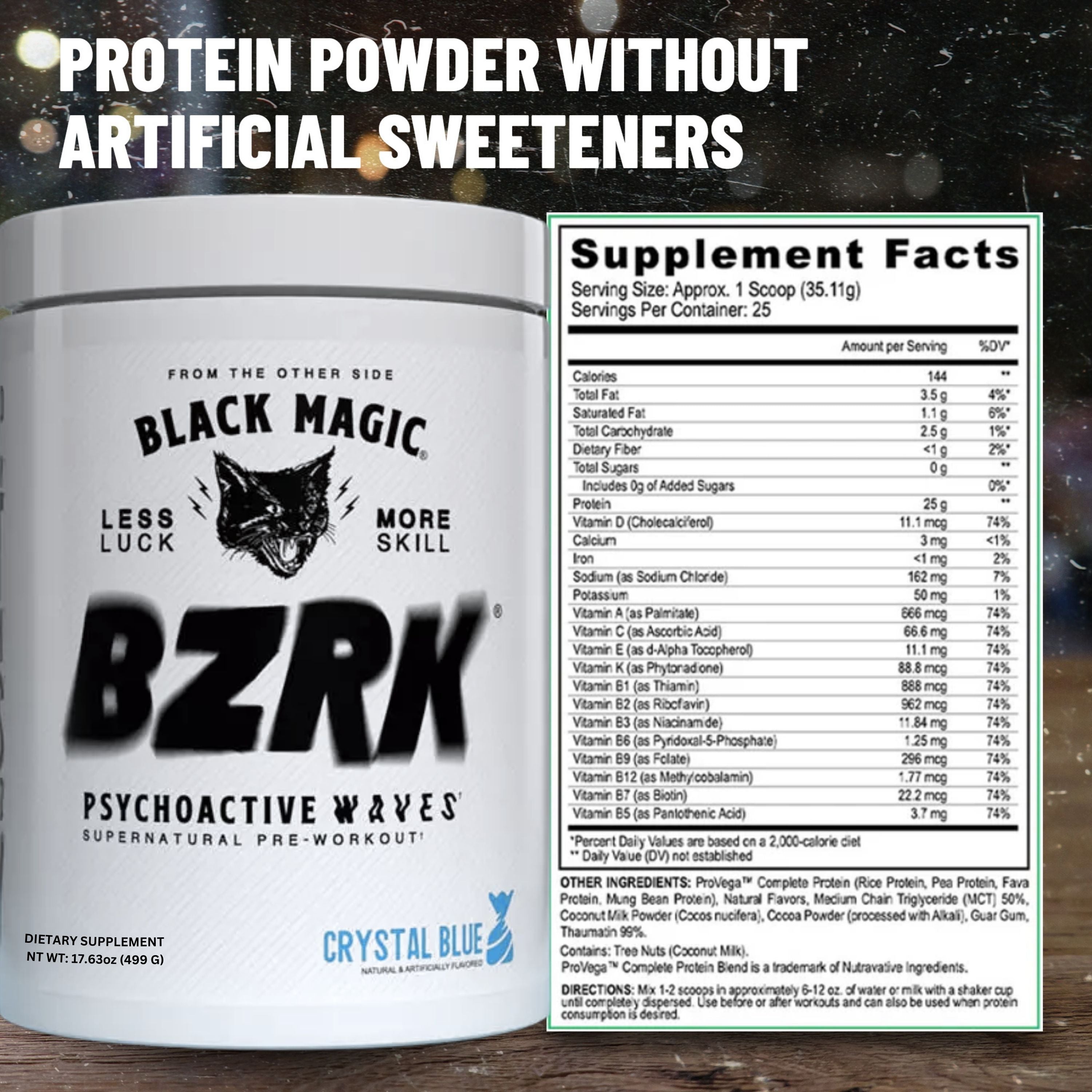 Black Magic Supply BZRK Psychoactive Waves Supernatural Pre-Workout Powder - Crystal Blue - 17.63oz (499g) - Pack of 1