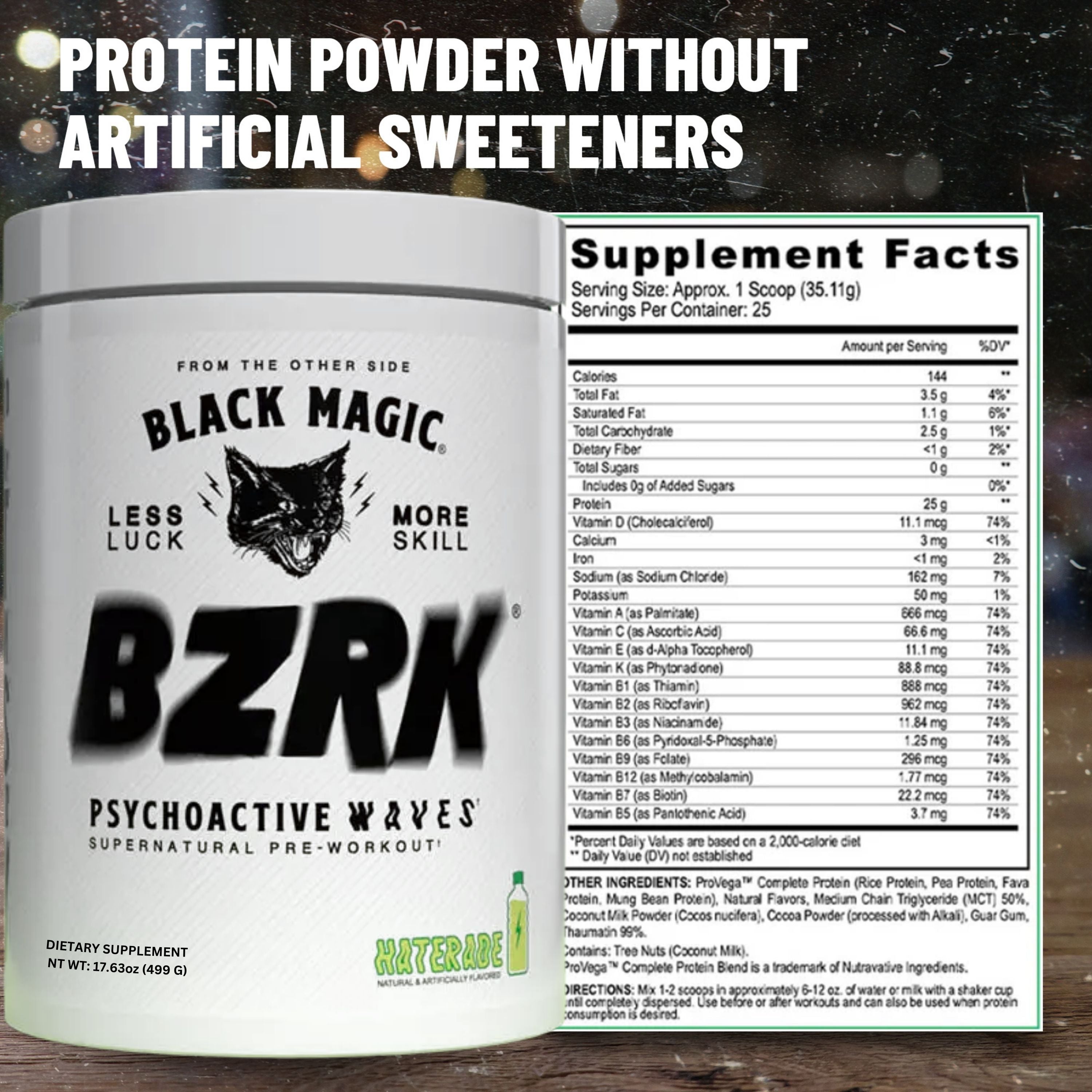 Black Magic Supply BZRK Psychoactive Waves Supernatural Pre-Workout Powder - Haterade - 17.63oz (499g) - Pack of 1