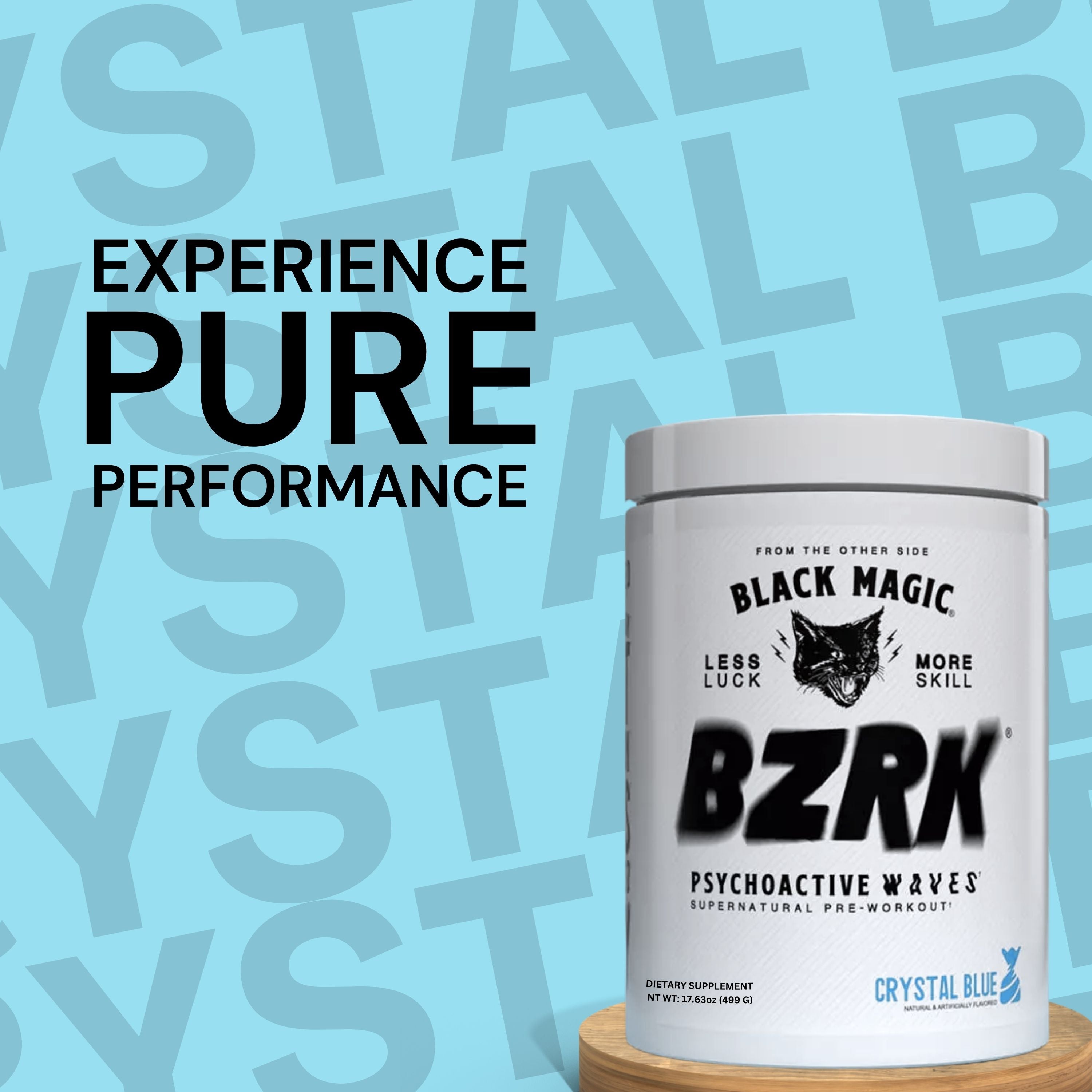 Black Magic Supply BZRK Psychoactive Waves Supernatural Pre-Workout Powder - Crystal Blue - 17.63oz (499g) - Pack of 1