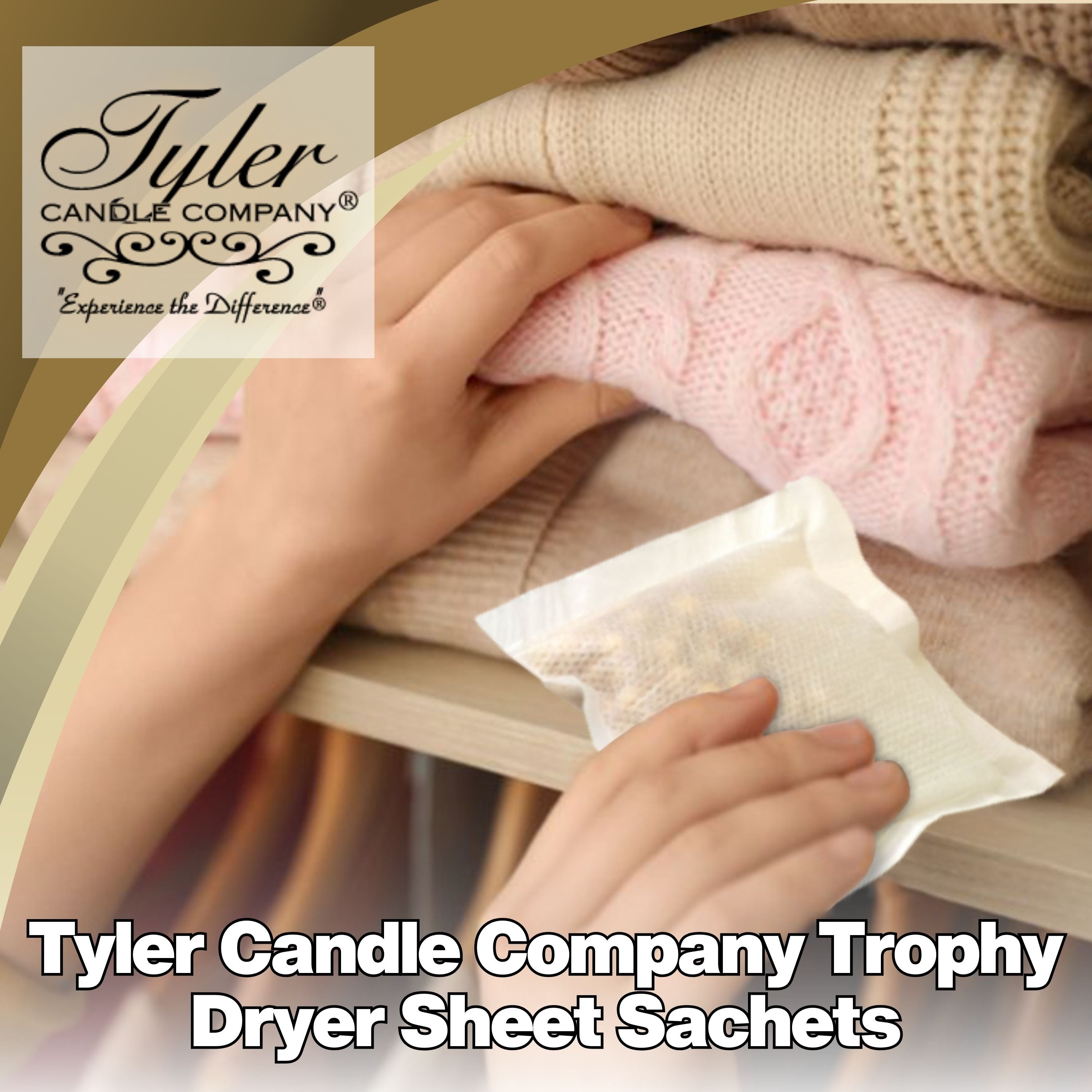 Tyler Candle Company Reusable Glamorous Dryer Sheets - Trophy- 4 Sachets in 1 Pack - with Multi-Purpose Key Chain