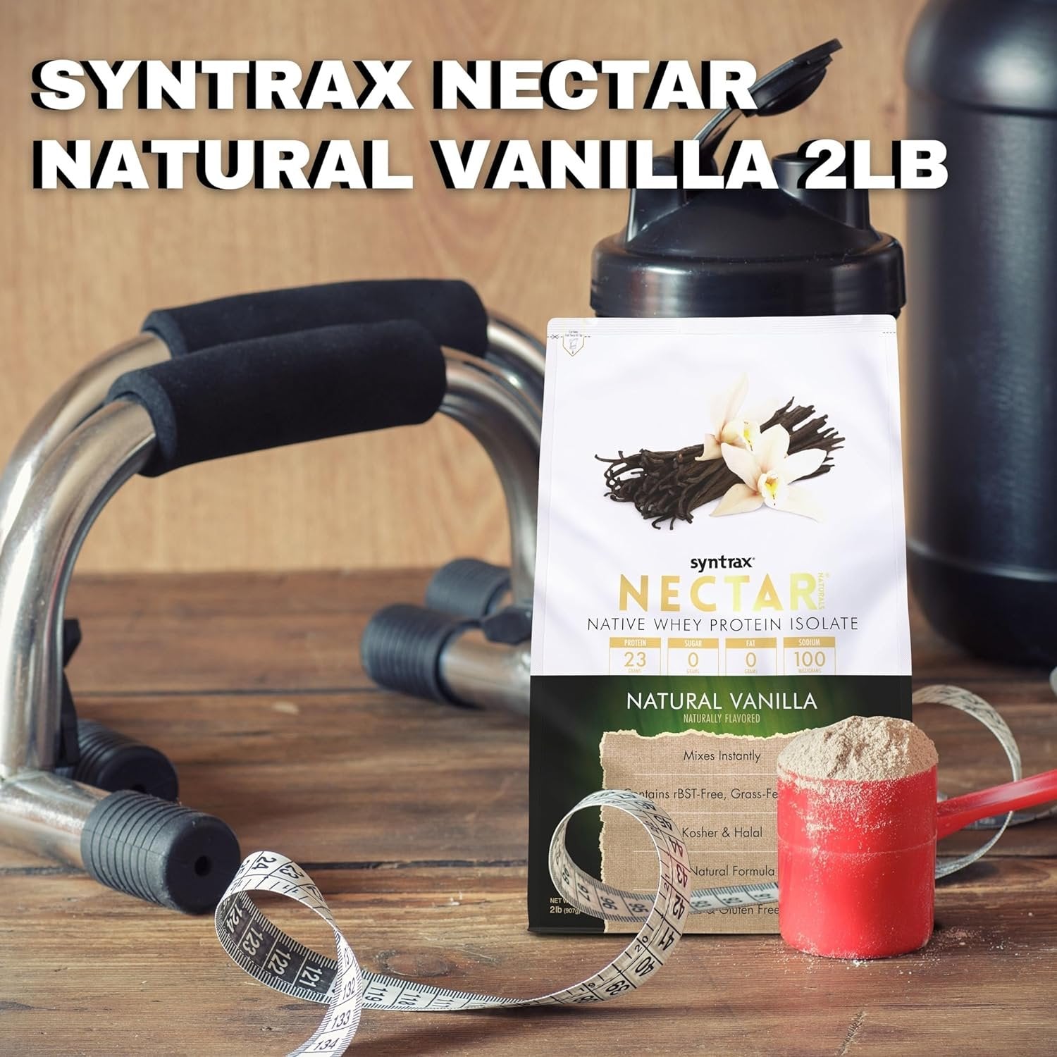 Syntrax Nectar Native Whey Protein Isolate (2lb Bag) - Muscle Support - with Multi-Purpose Keychain