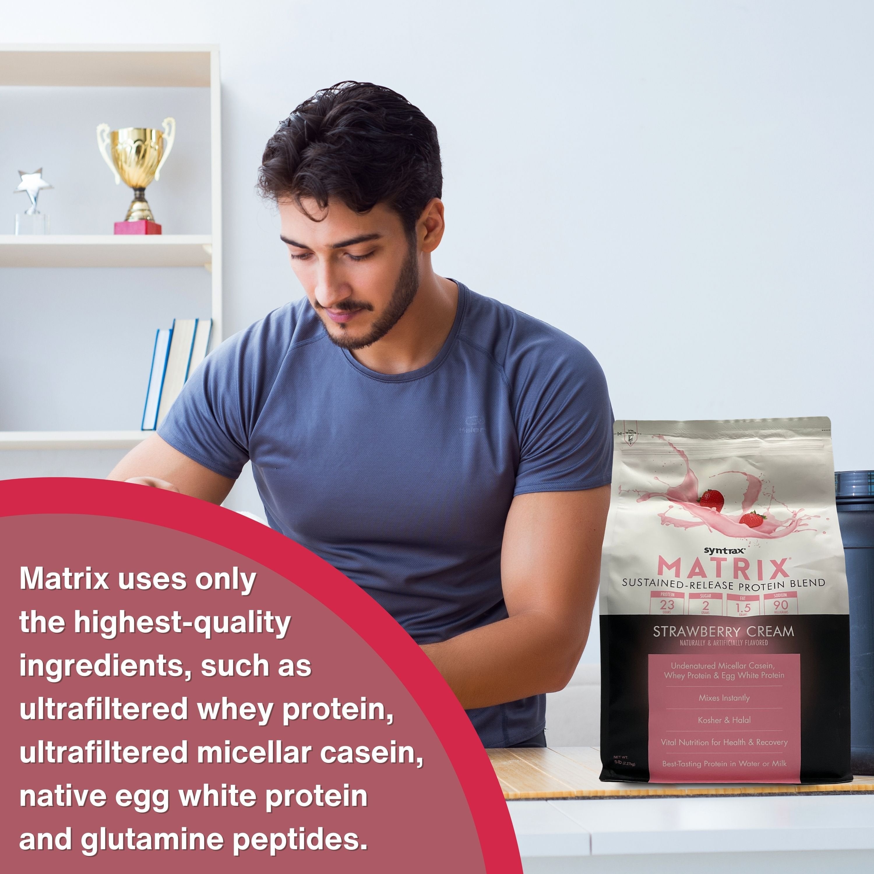 Syntrax Matrix Sustained-Release Protein Powder Blend - Kosher & Halal - Muscle Support - 5 lb - Pack of 1