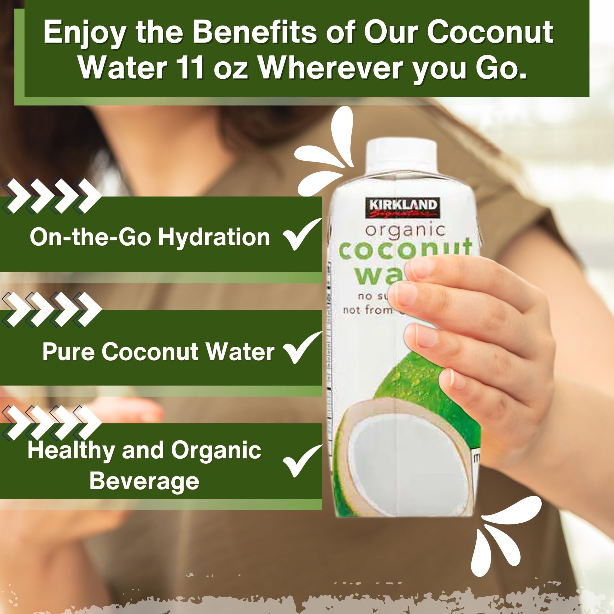 Worldwide Nutrition Bundle Compatible With Kirkland Expect More All Natural Organic Coconut Water Drink - No Sugar Added, Refreshingly Delicious - 11.1oz 12count With Multi-Purpose Keychain