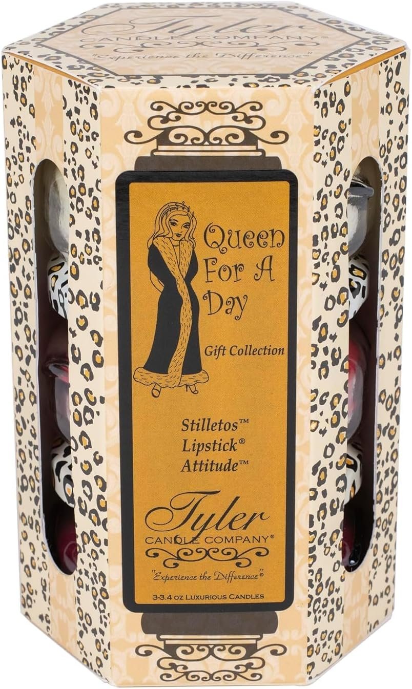 Tyler Candle Company Queen for a Day Scented Candles - Gift Collection - 3 Relaxing Soy Wax Candle Jar 3.4 oz Each and Multi-Purpose Key Chain