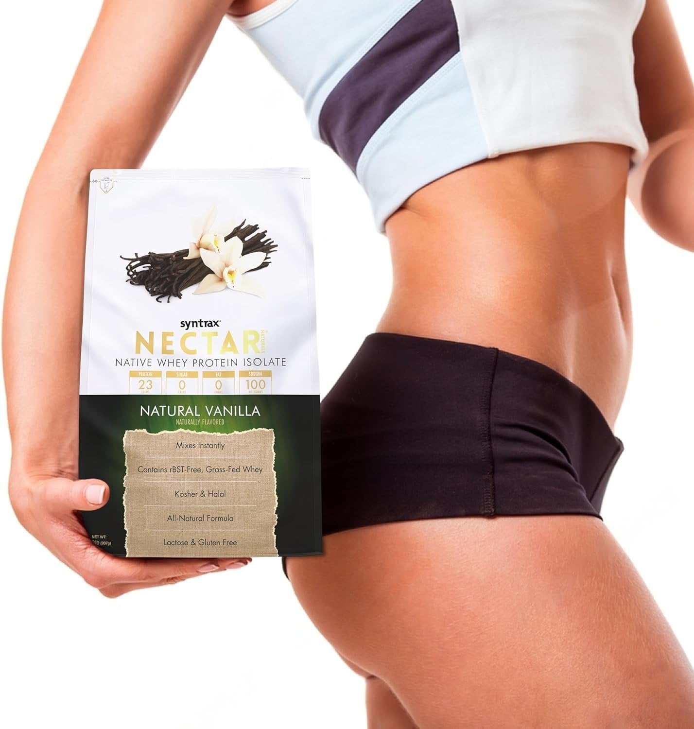 Syntrax Nectar Native Whey Protein Isolate (2lb Bag) - Muscle Support - with Multi-Purpose Keychain