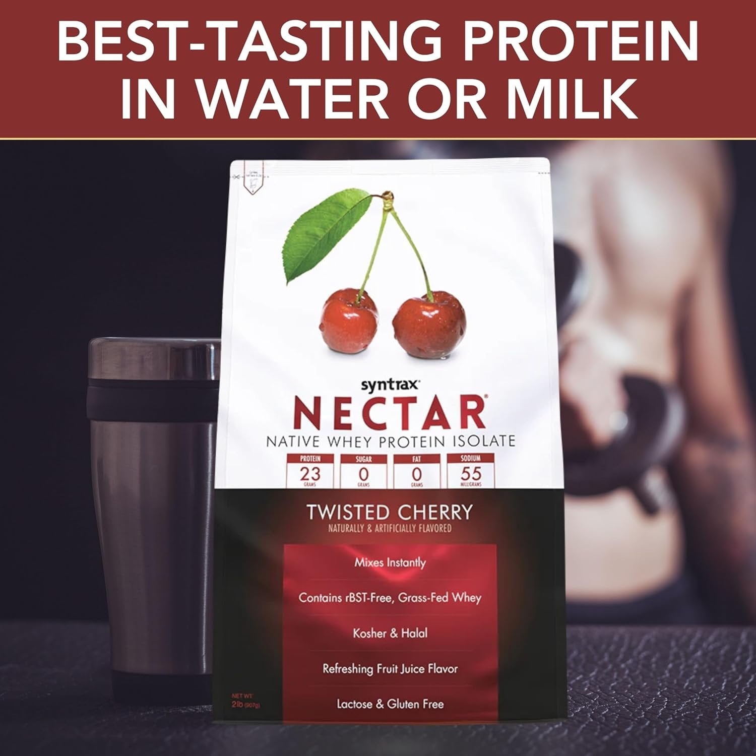 Syntrax Nectar Native Whey Protein Isolate (2lb Bag) - Muscle Support - with Multi-Purpose Keychain