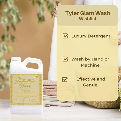 Tyler Candle Company Glamorous Wash Wishlist Scent Fine Laundry Liquid Detergent - Hand and Machine-Washable - 907g (32 fl oz) - Pack of 1 with Multi-Purpose Keychain