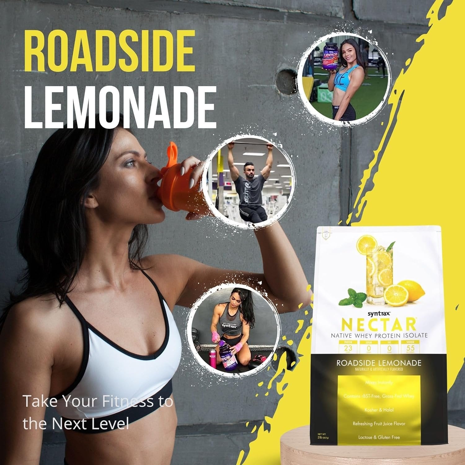 Roadside Lemonade Syntrax Nectar Native Whey Protein Isolate (2lb Bag) Natural Vanilla - Muscle Support - with Multi-Purpose Keychain