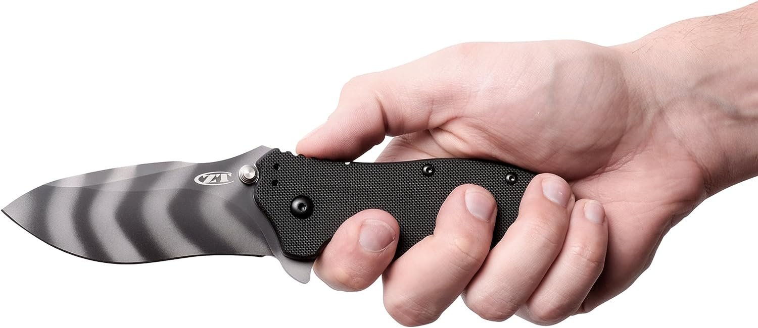 Zero Tolerance 0350TS; Folding Pocket Knife; 3.25 in. S30V Stainless Steel Blade with Tiger-Stripe Tungsten DLC Coating, G-10 Handle, SpeedSafe Assisted Opening and Quad-Mount Pocketclip; 6.2 OZ.