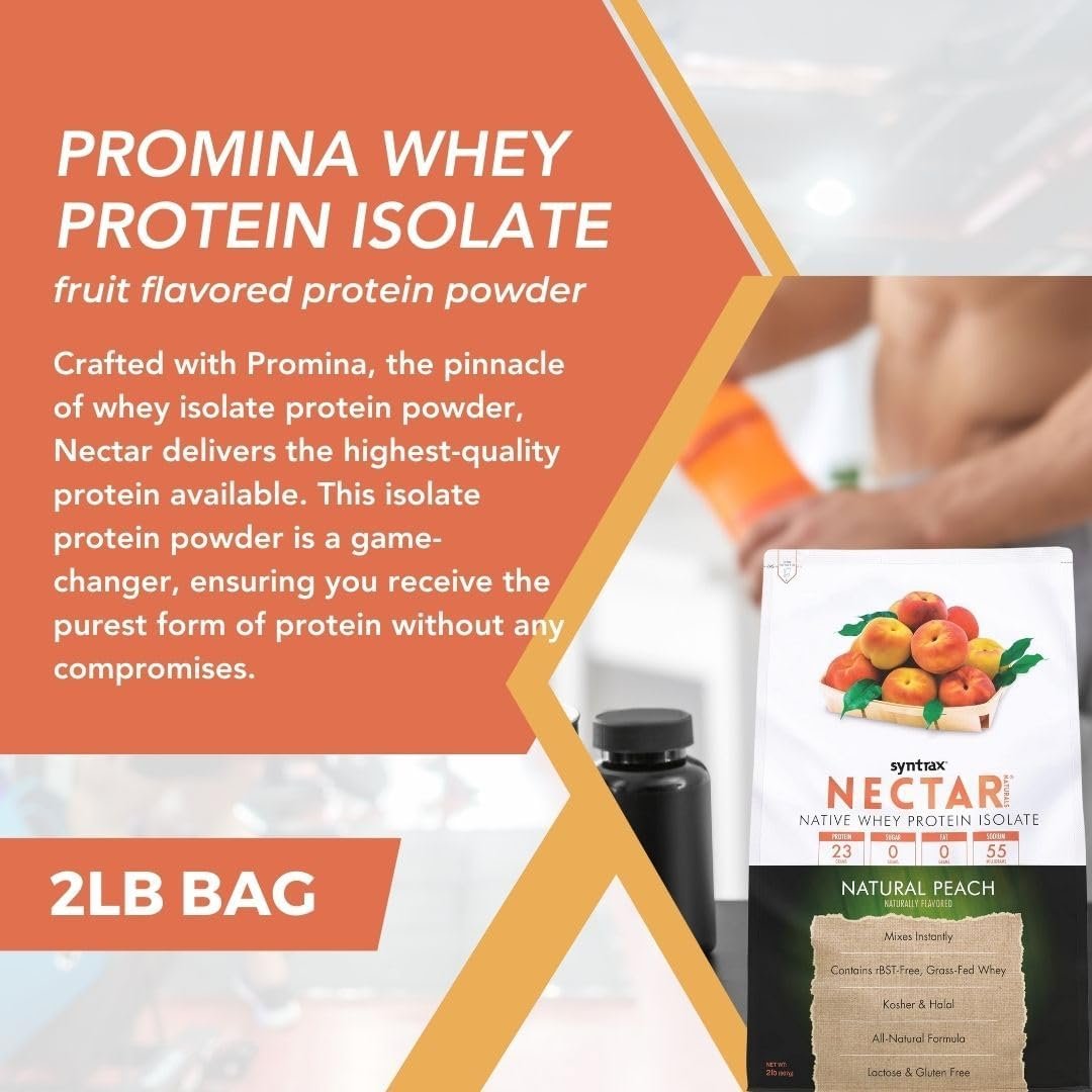 Syntrax Nectar Native Whey Protein Isolate (2lb Bag) - Muscle Support - with Multi-Purpose Keychain