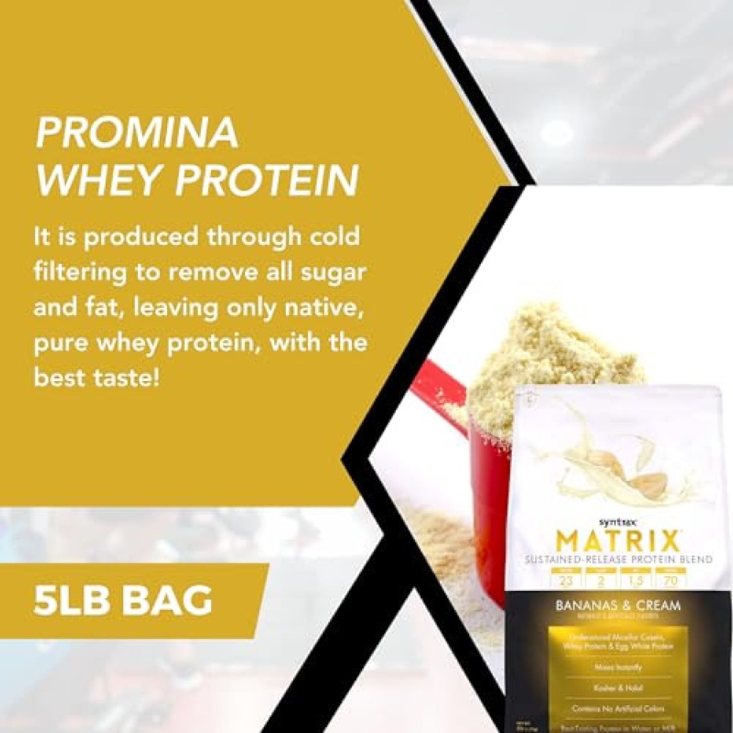 Syntrax Matrix Sustained-Release Protein Powder Blend - Kosher & Halal - Muscle Support - Banana and Cream - 5 lb -  with Multipurpose Keychain