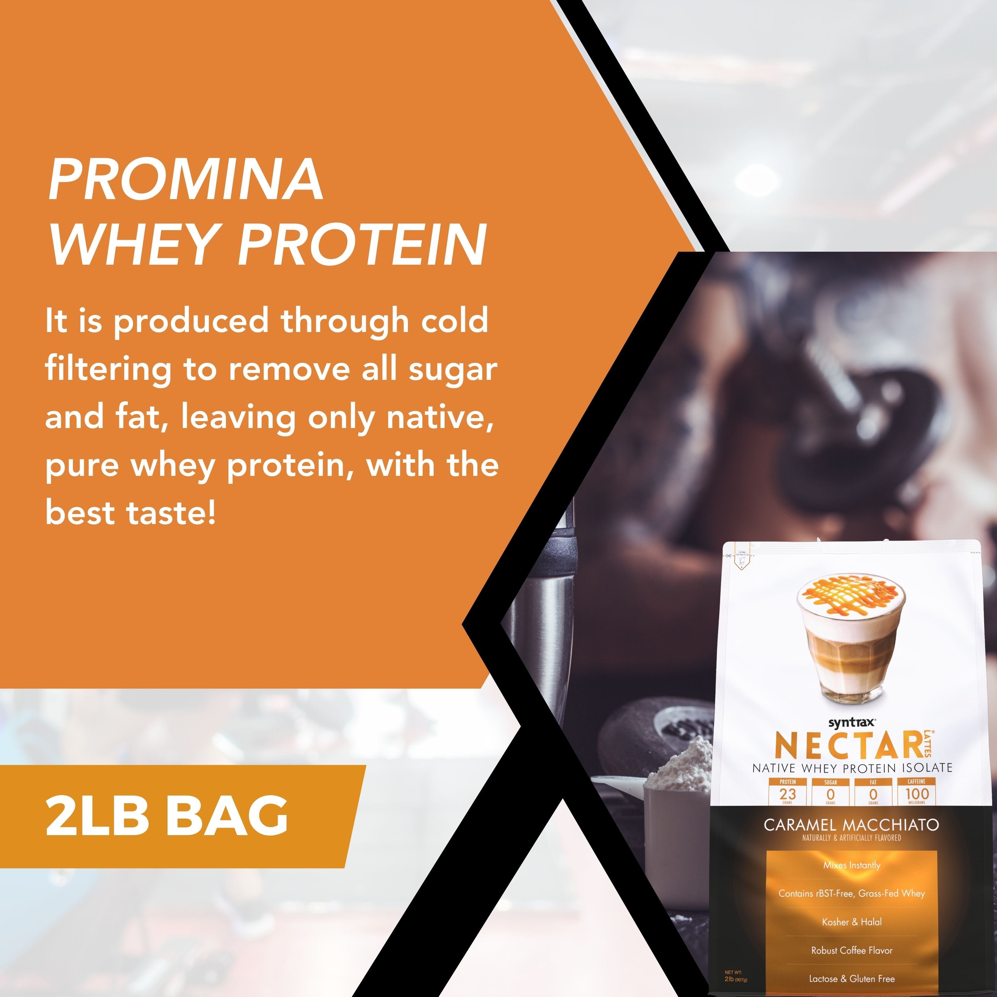 Caramel Macchiato Syntrax Nectar Native Whey Protein Isolate (2lb Bag) Natural Vanilla - Muscle Support - with Multi-Purpose Keychain