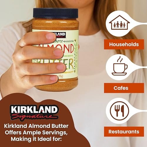 Kirkland Signature Creamy Pure Roasted Almond Butter, 27 oz (765g) - Pack of 1 with Multi-Purpose Keychain