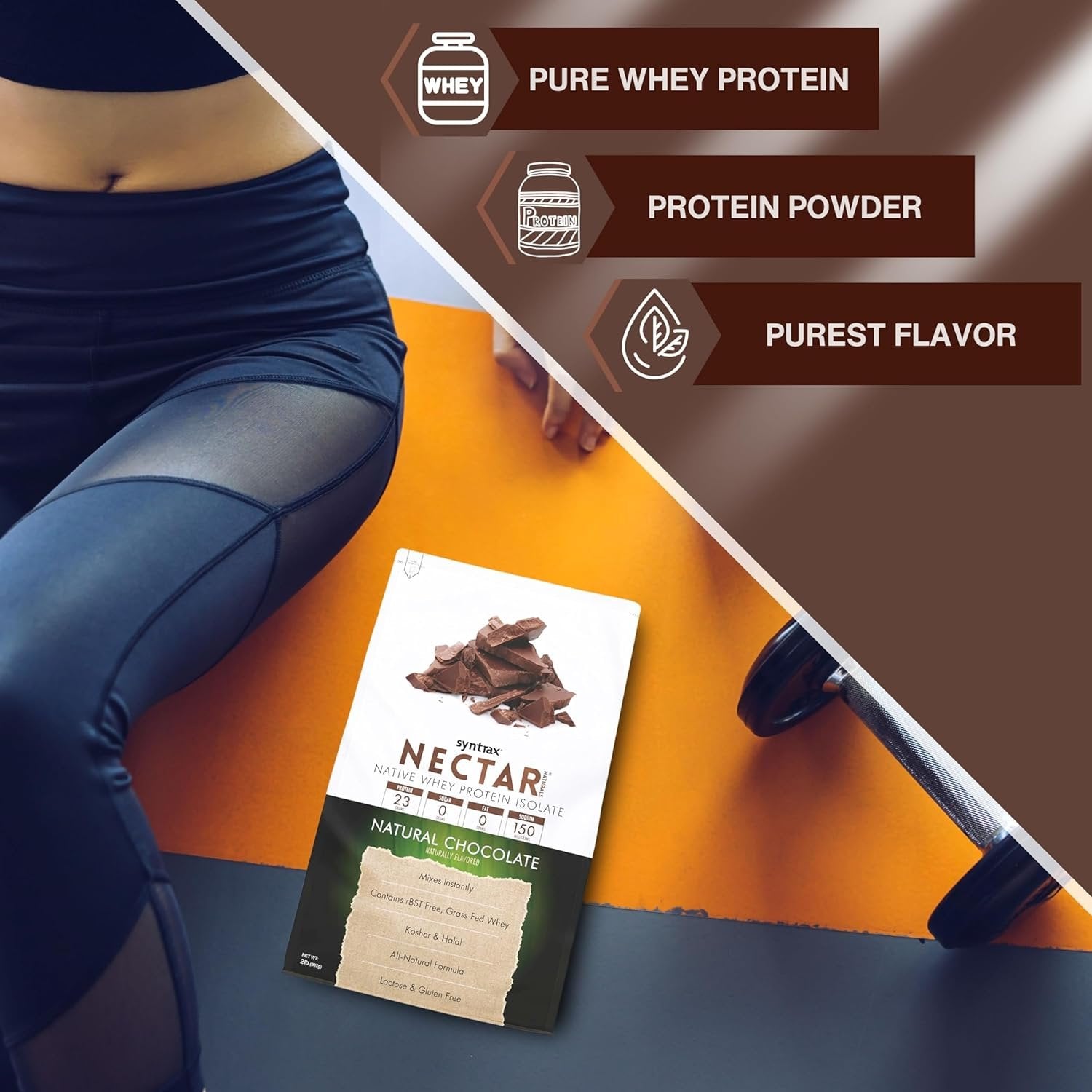 Syntrax Nectar Native Whey Protein Isolate (2lb Bag) - Muscle Support - with Multi-Purpose Keychain