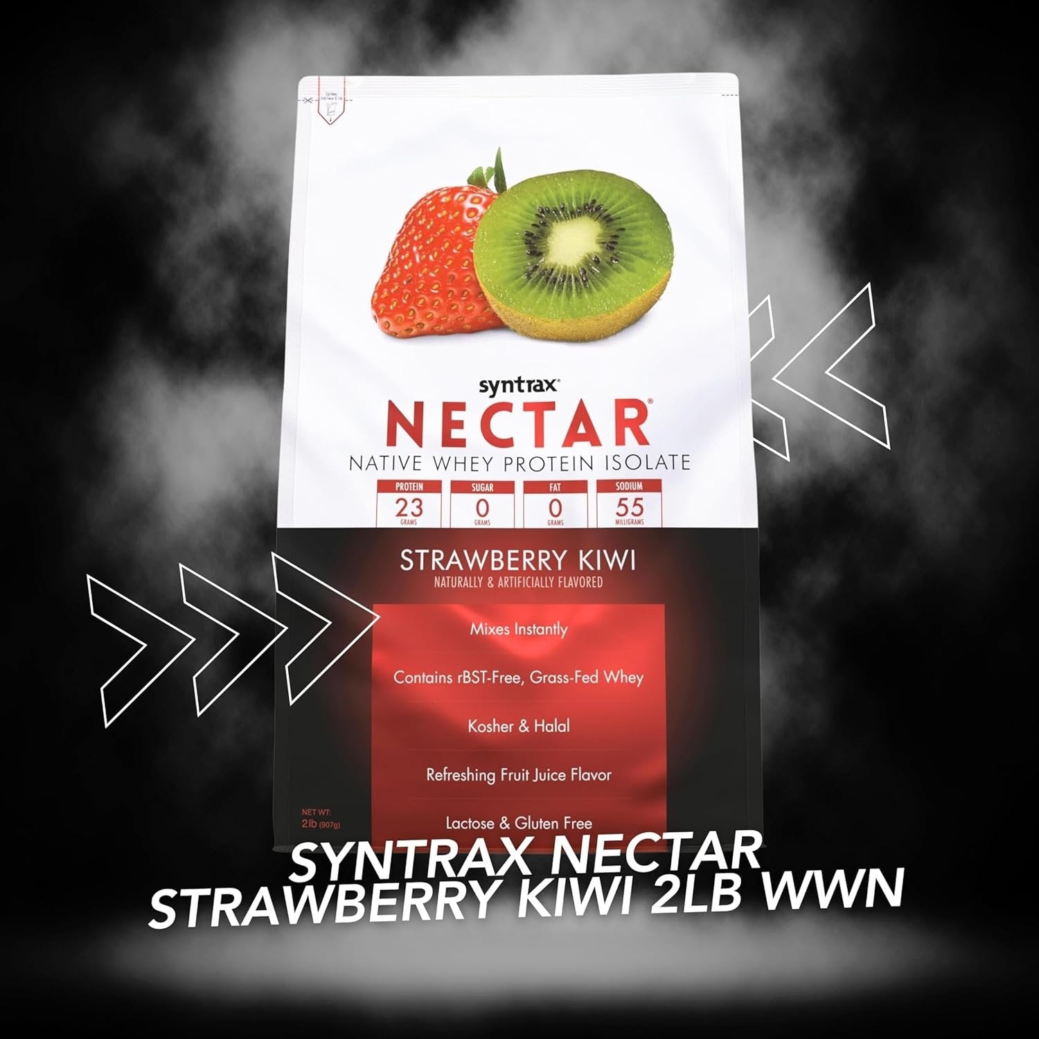 Syntrax Nectar Native Whey Protein Isolate (2lb Bag) - Muscle Support - with Multi-Purpose Keychain