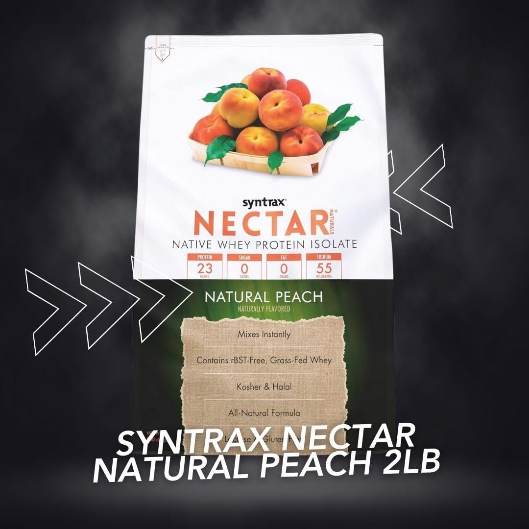 Natural Peach Syntrax Nectar Native Whey Protein Isolate (2lb Bag) Natural Vanilla - Muscle Support - with Multi-Purpose Keychain