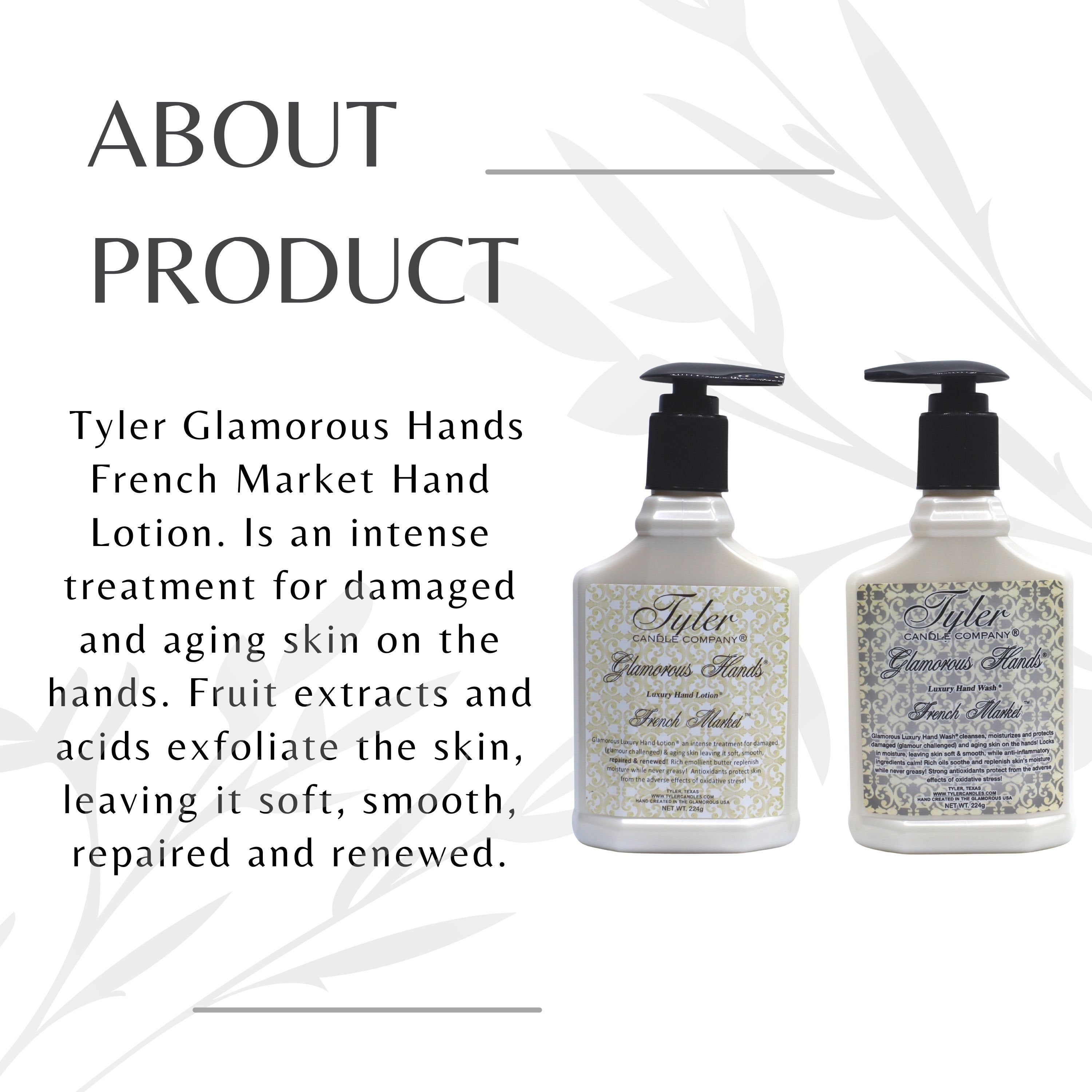 Tyler Candle Company French Market Glamorous  Scented Hand Wash and Hand Lotion Gift Set in Pump Bottles - Pack of 1, 8 oz - with Multi-Purpose Keychain