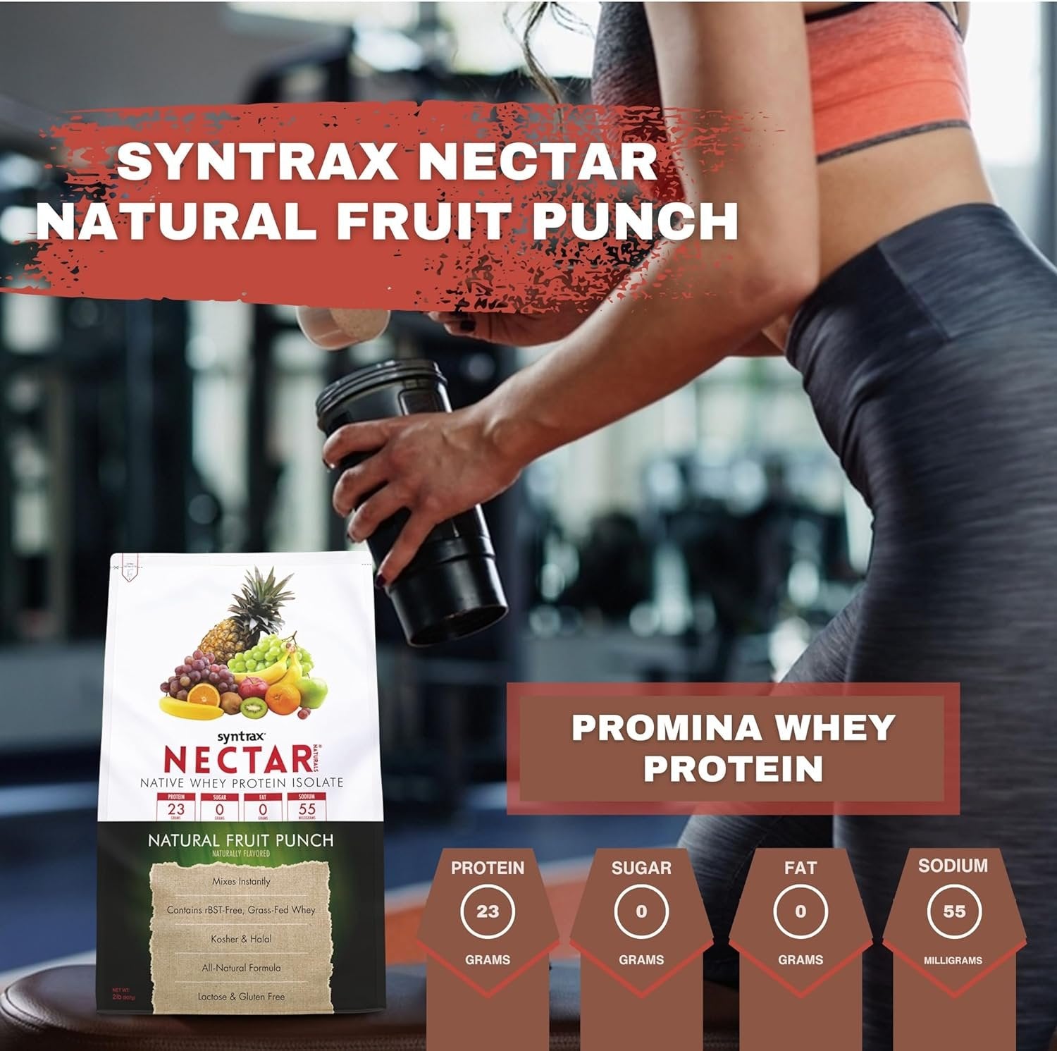 Syntrax Nectar Native Whey Protein Isolate (2lb Bag) - Muscle Support - with Multi-Purpose Keychain