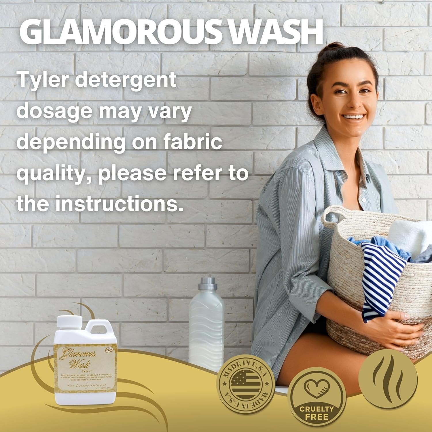 Tyler Candle Company Glamorous Wash Tyler Fine Laundry Liquid Detergent - Hand and Machine Washable - 112g (4oz) - Pack of 1 with Multi-Purpose Keychain