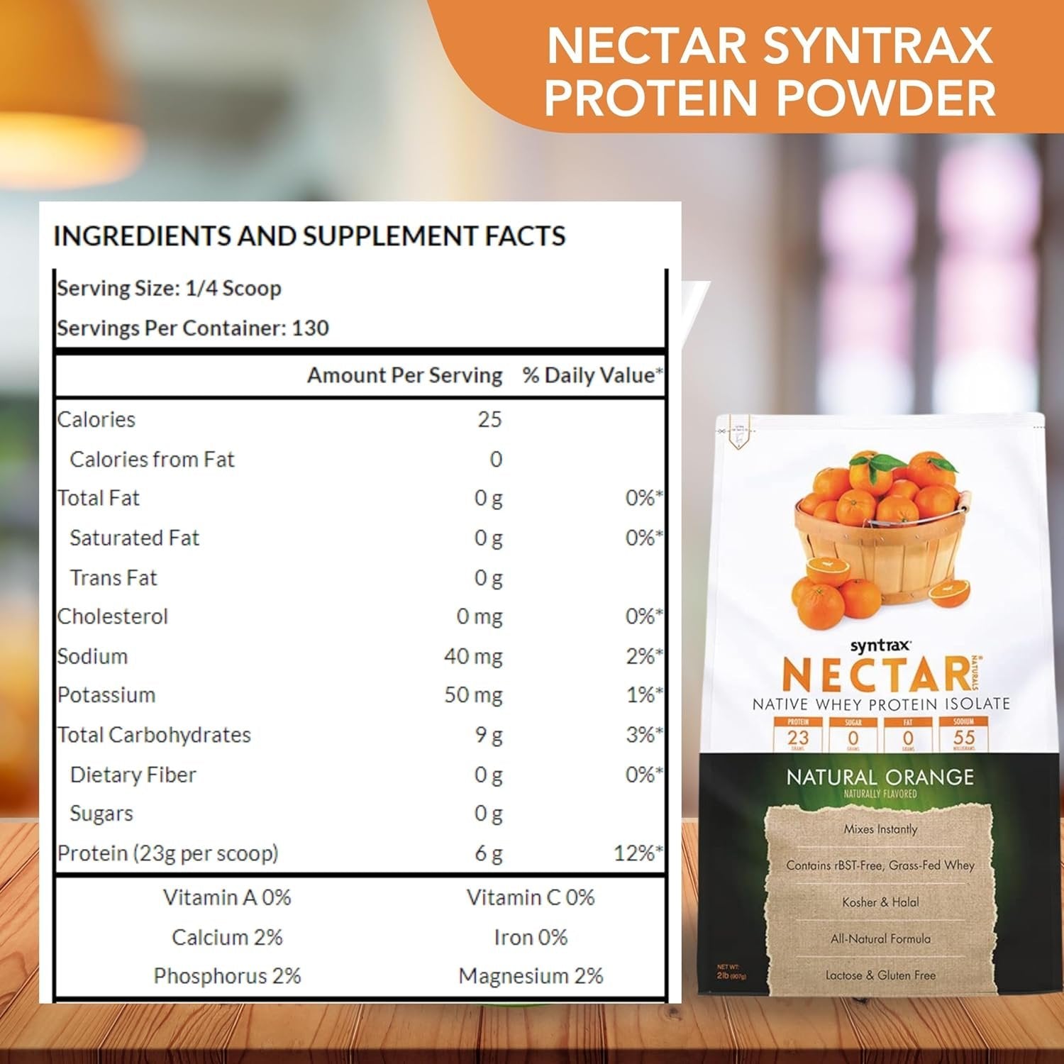 Syntrax Nectar Native Whey Protein Isolate (2lb Bag) - Muscle Support - with Multi-Purpose Keychain