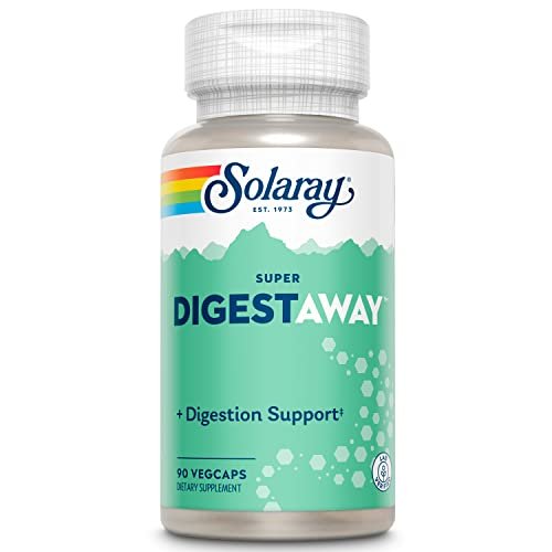 SOLARAY Super Digestaway Digestive Enzymes - Pancreatin, Papain, Ginger, Pepsin, Betaine HCl, Aloe Vera, and More - Digestion & Nutrient Absorption Support - Lab Verified - 90 VegCaps