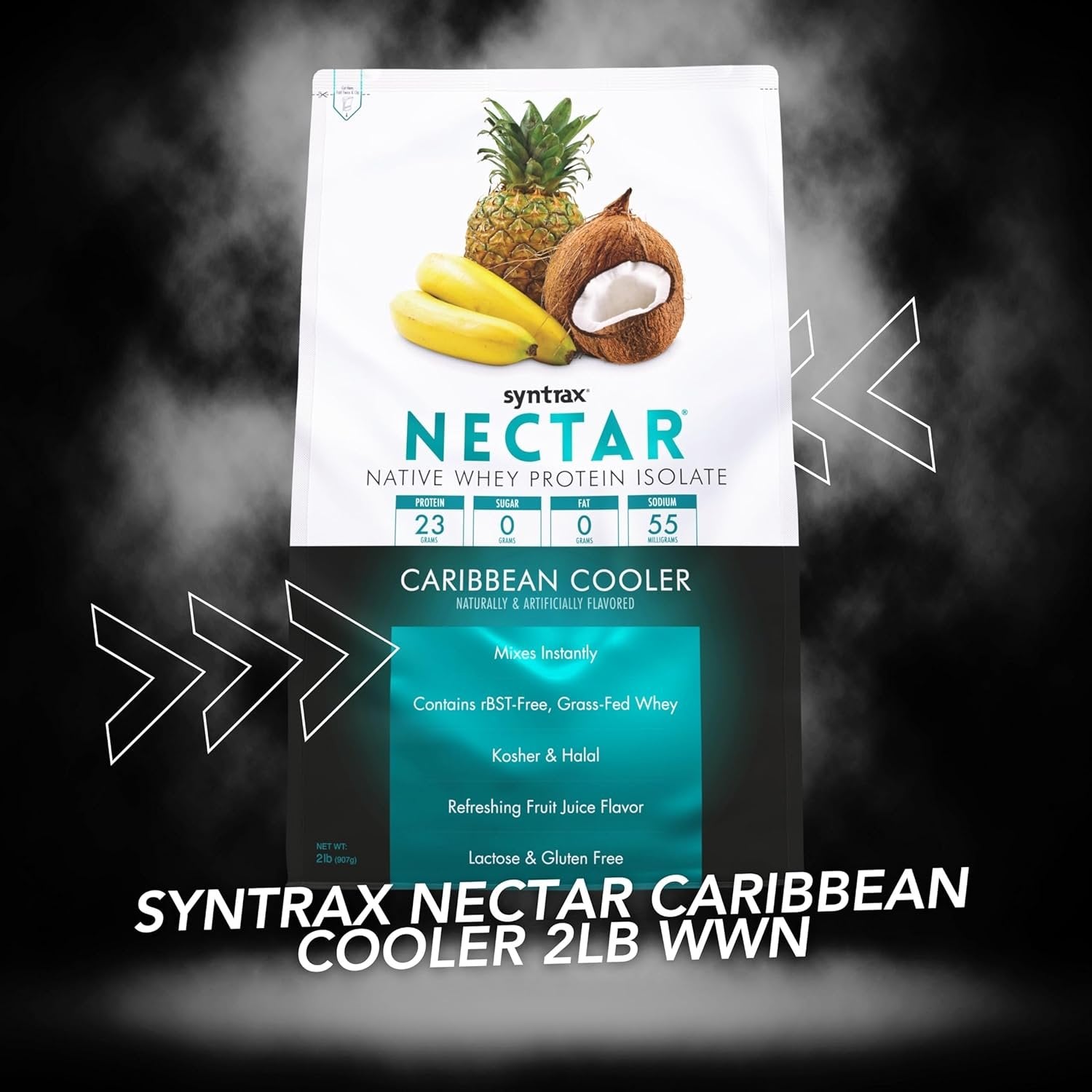 Syntrax Nectar Native Whey Protein Isolate (2lb Bag) - Muscle Support - with Multi-Purpose Keychain