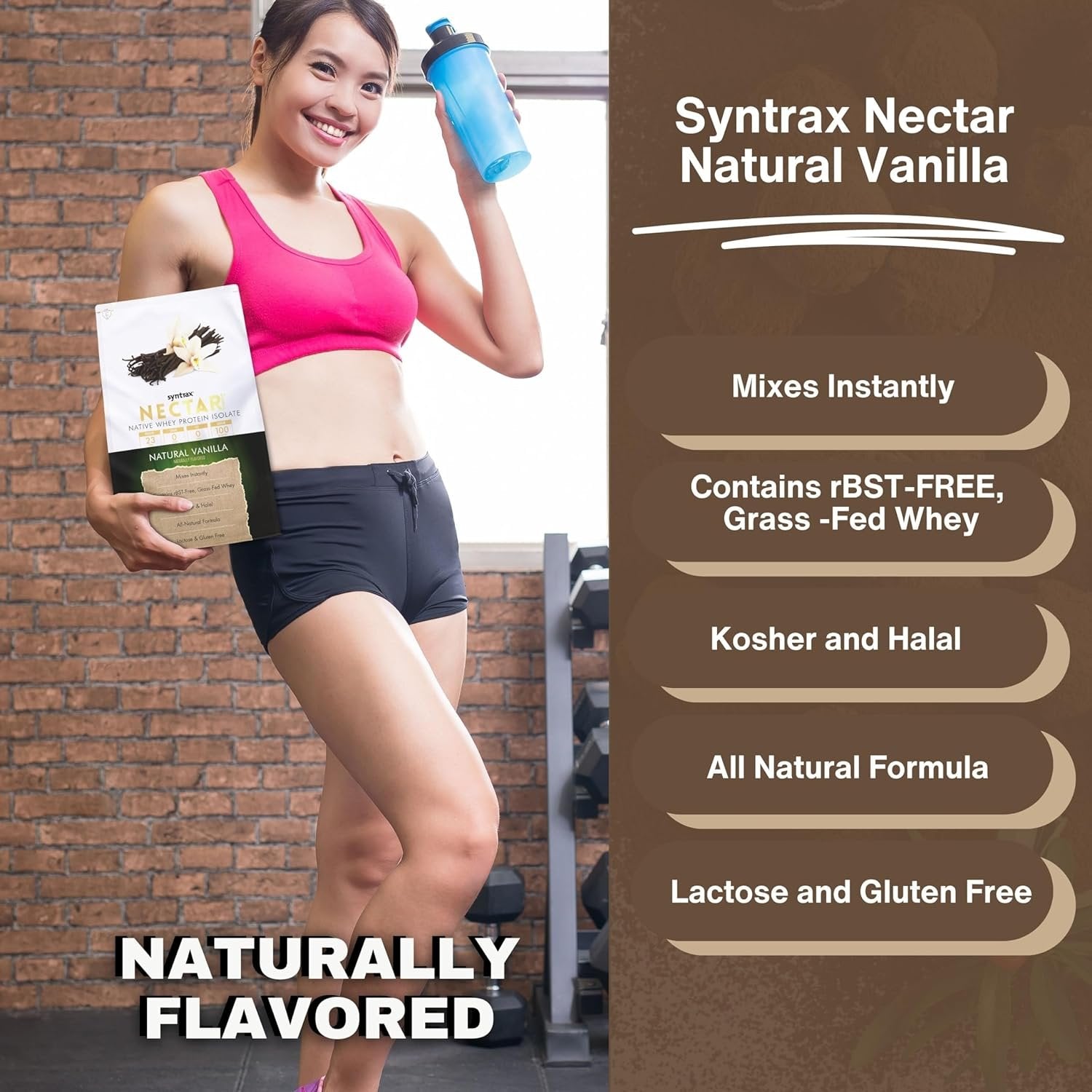 Syntrax Bundle: Nectar Naturals, Natural Vanilla Whey Protein Powder - Lactose and Gluten-Free - 2 Pounds Nectar Whey Isolate Protein Powder and Worldwide Nutrition Keychain