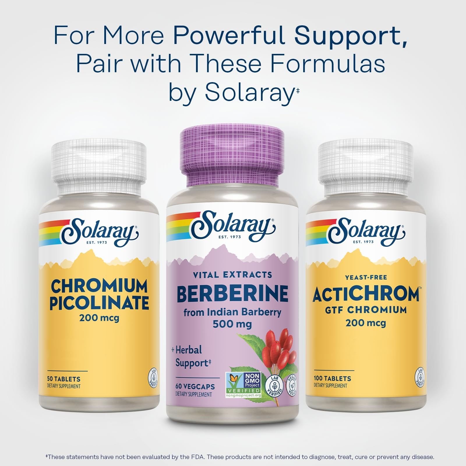 SOLARAY Berberine 500mg - Berberine Supplement for a Healthy, Active Lifestyle - with Berberine HCl from Indian Barberry - Vegan, Non-GMO, 60-Day Guarantee, Lab Verified - 60 Servings, 60 VegCaps