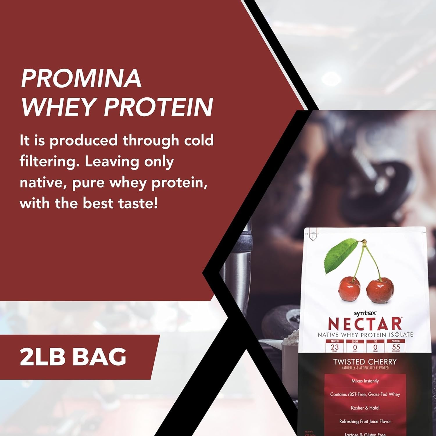 Syntrax Nectar Native Whey Protein Isolate (2lb Bag) - Muscle Support - with Multi-Purpose Keychain