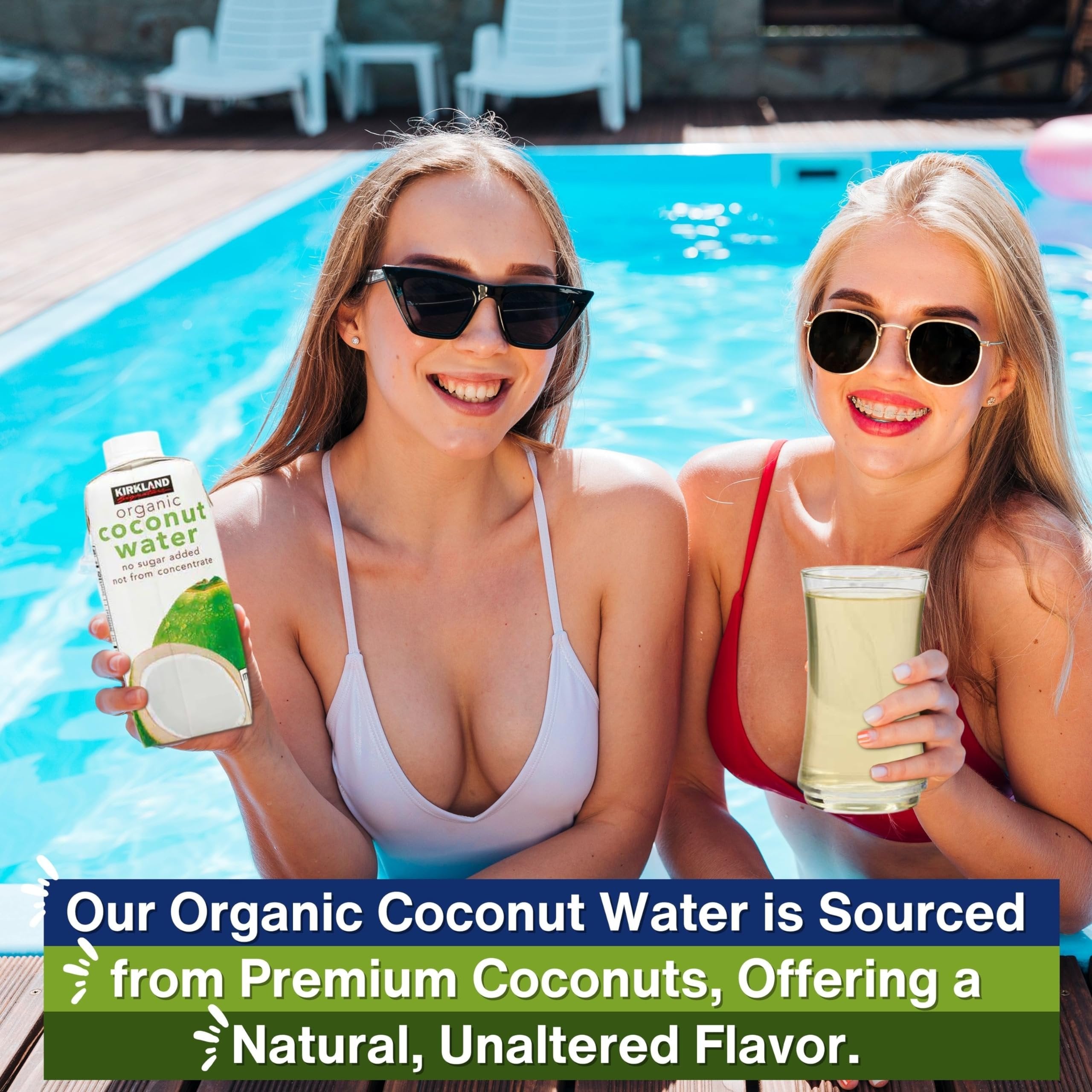 Worldwide Nutrition Bundle Compatible With Kirkland Expect More All Natural Organic Coconut Water Drink - No Sugar Added, Refreshingly Delicious - 11.1oz 12count With Multi-Purpose Keychain