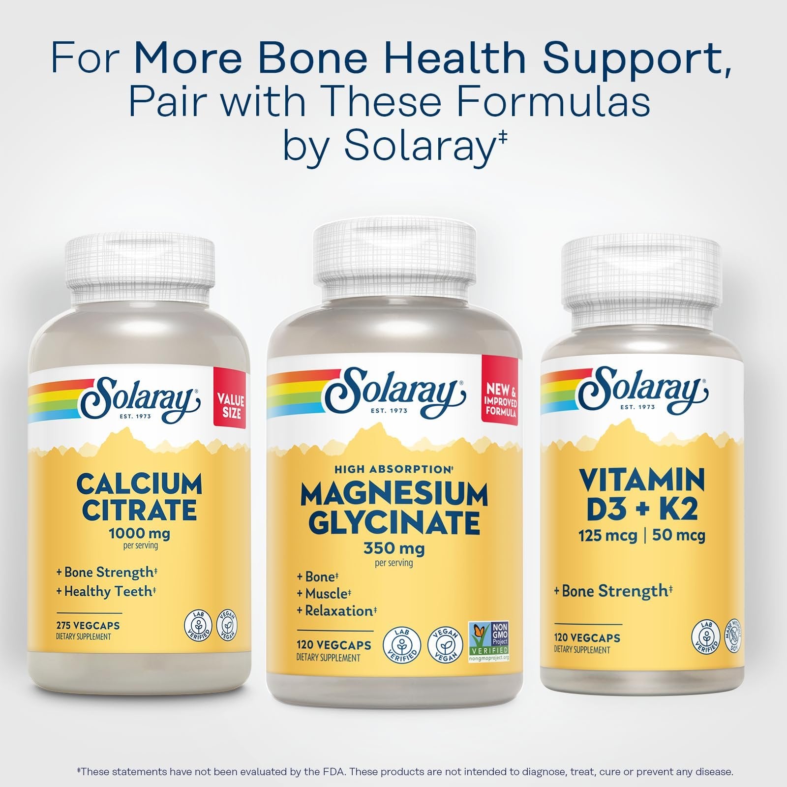 Solaray Magnesium Glycinate, New & Improved Fully Chelated Bisglycinate with BioPerine, High Absorption Formula, Stress, Bones, Muscle & Relaxation Support, 60 Day Guarantee (30 Servings, 120 VegCaps)