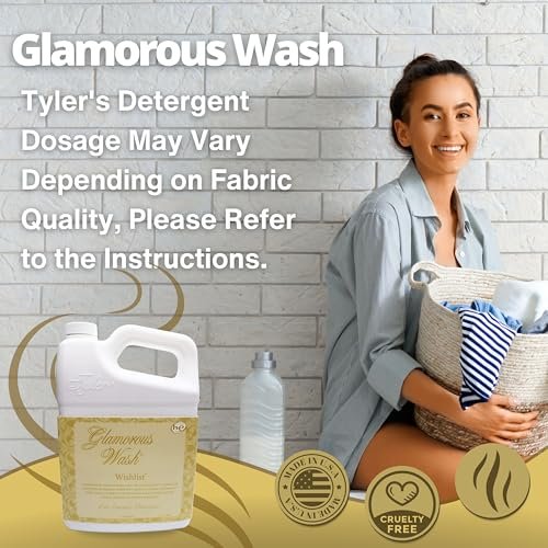 Tyler Glamorous Wash Wishlist Scent Fine Laundry Liquid Detergent - Hand and Machine Washable - 1.89L (64 Fl Oz) -Pack of 1 with Multi-Purpose Key Chain