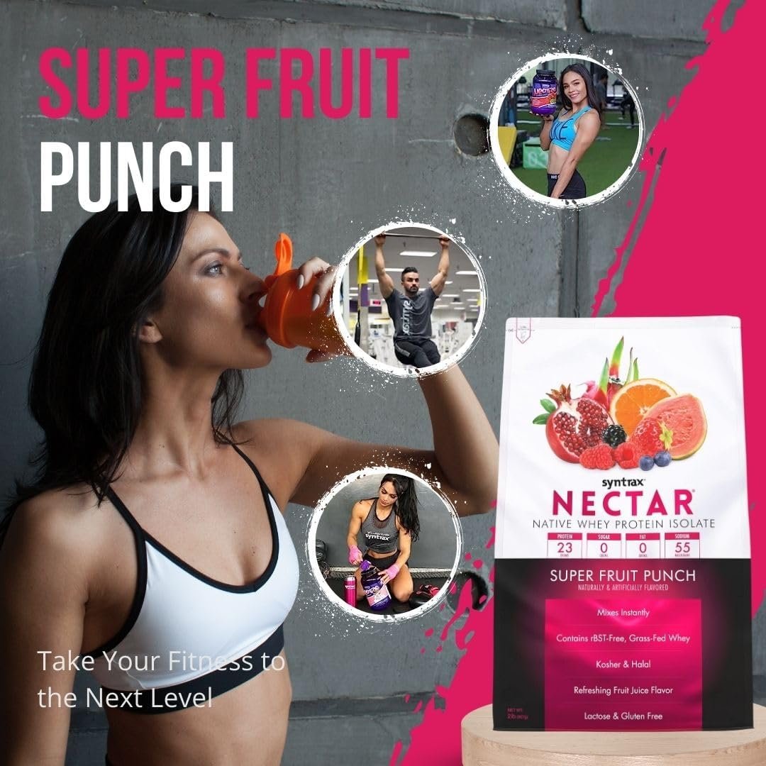 Syntrax Nectar Native Whey Protein Isolate (2lb Bag) - Muscle Support - with Multi-Purpose Keychain