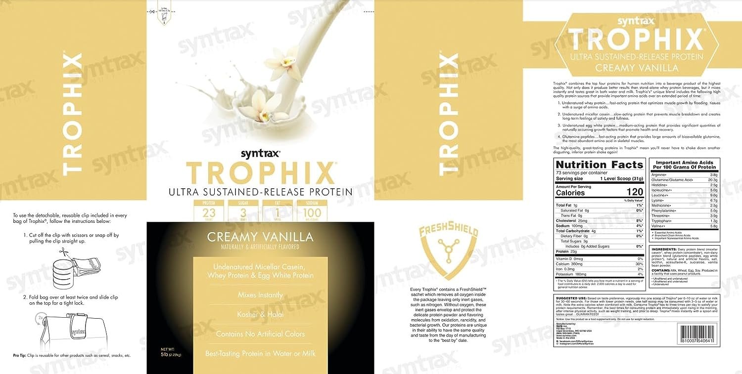 Syntrax Trophix - Ultra Sustained-Release Protein Powder - Kosher & Halal - Muscle Support - 5lb