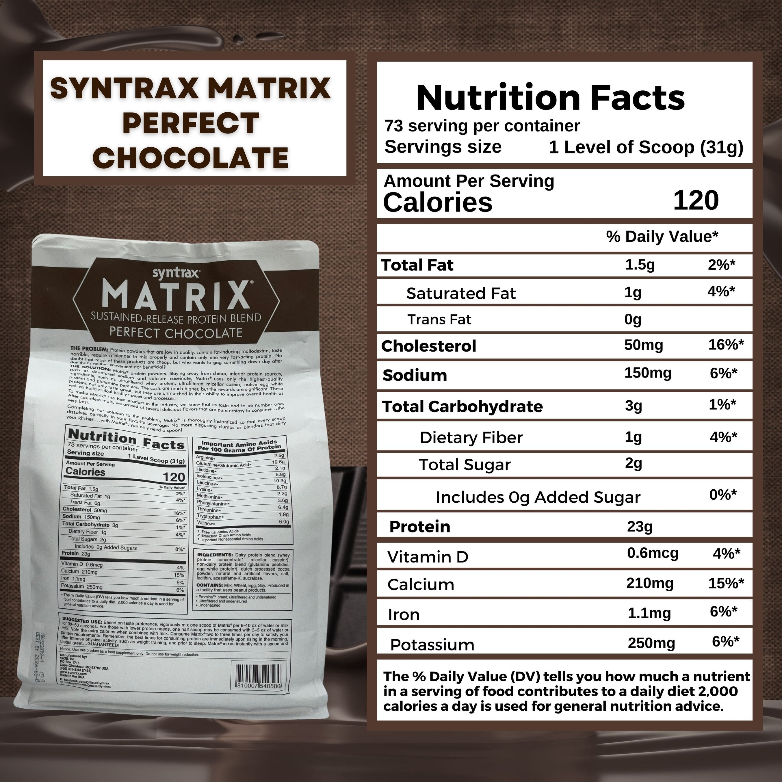 Syntrax Matrix Sustained-Release Protein Powder Blend - Kosher & Halal - Muscle Support - 5 lb - Pack of 1