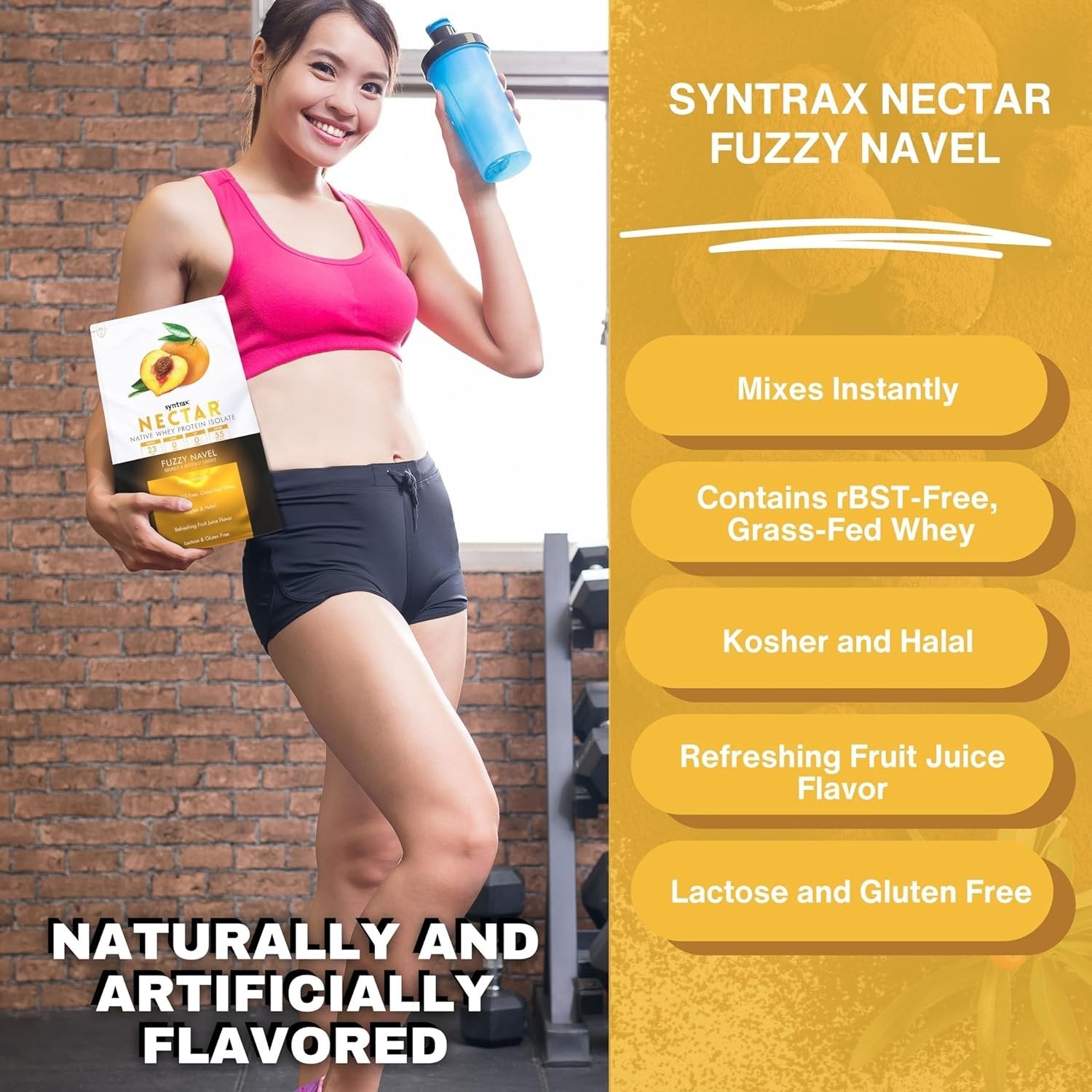 Syntrax Nectar Native Whey Protein Isolate (2lb Bag) - Muscle Support - with Multi-Purpose Keychain