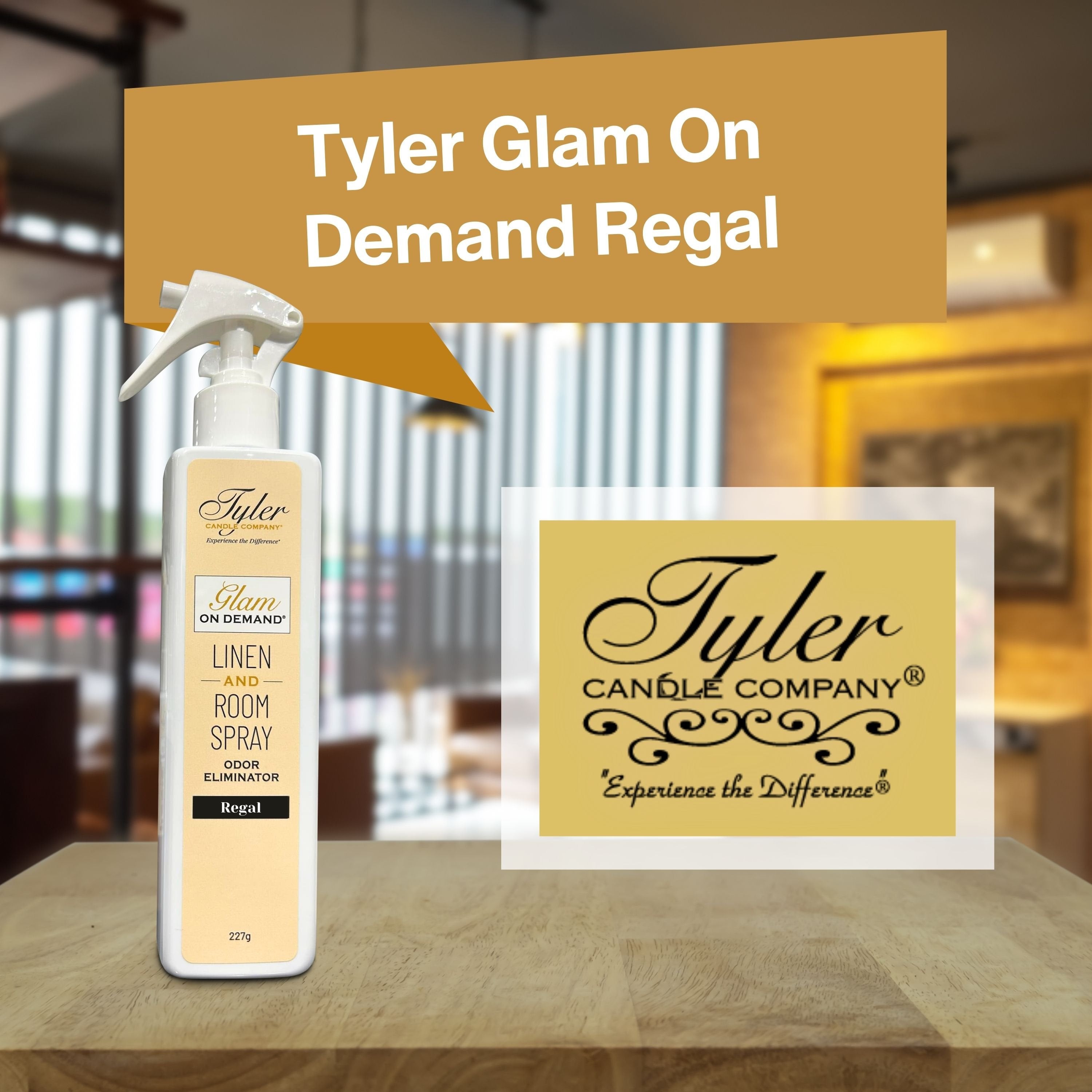 Tyler Candle Company Regal Glam On Demand - Linen and Room Spray- Oder Eliminator - Luxurious Fragrance - 8 oz (227g) - Pack of 1 with Keychain