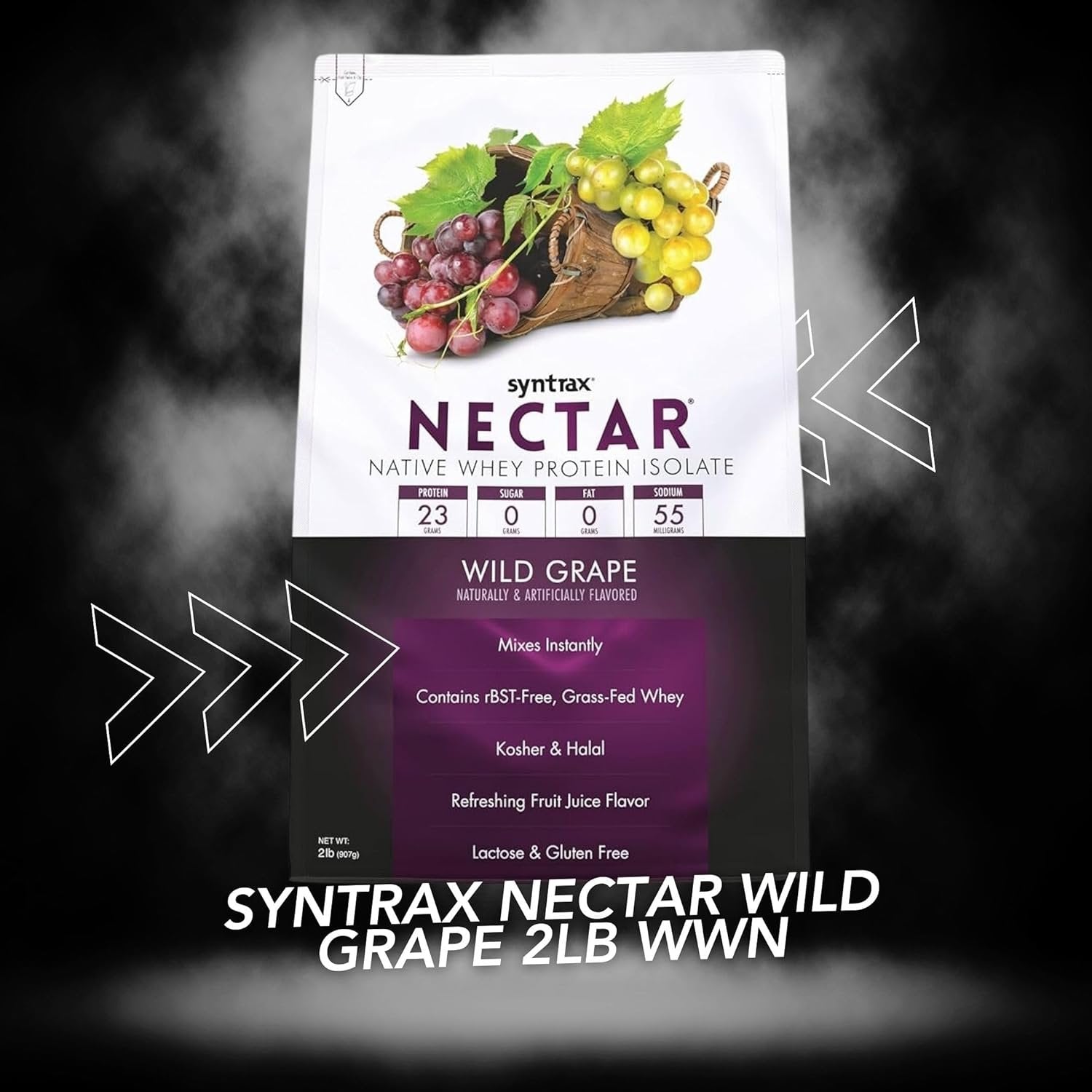 Syntrax Nectar Native Whey Protein Isolate (2lb Bag) - Muscle Support - with Multi-Purpose Keychain