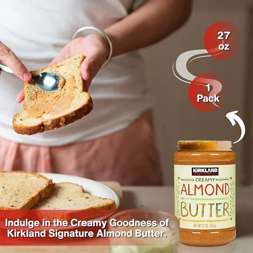 Kirkland Signature Creamy Pure Roasted Almond Butter, 27 oz (765g) - Pack of 1 with Multi-Purpose Keychain