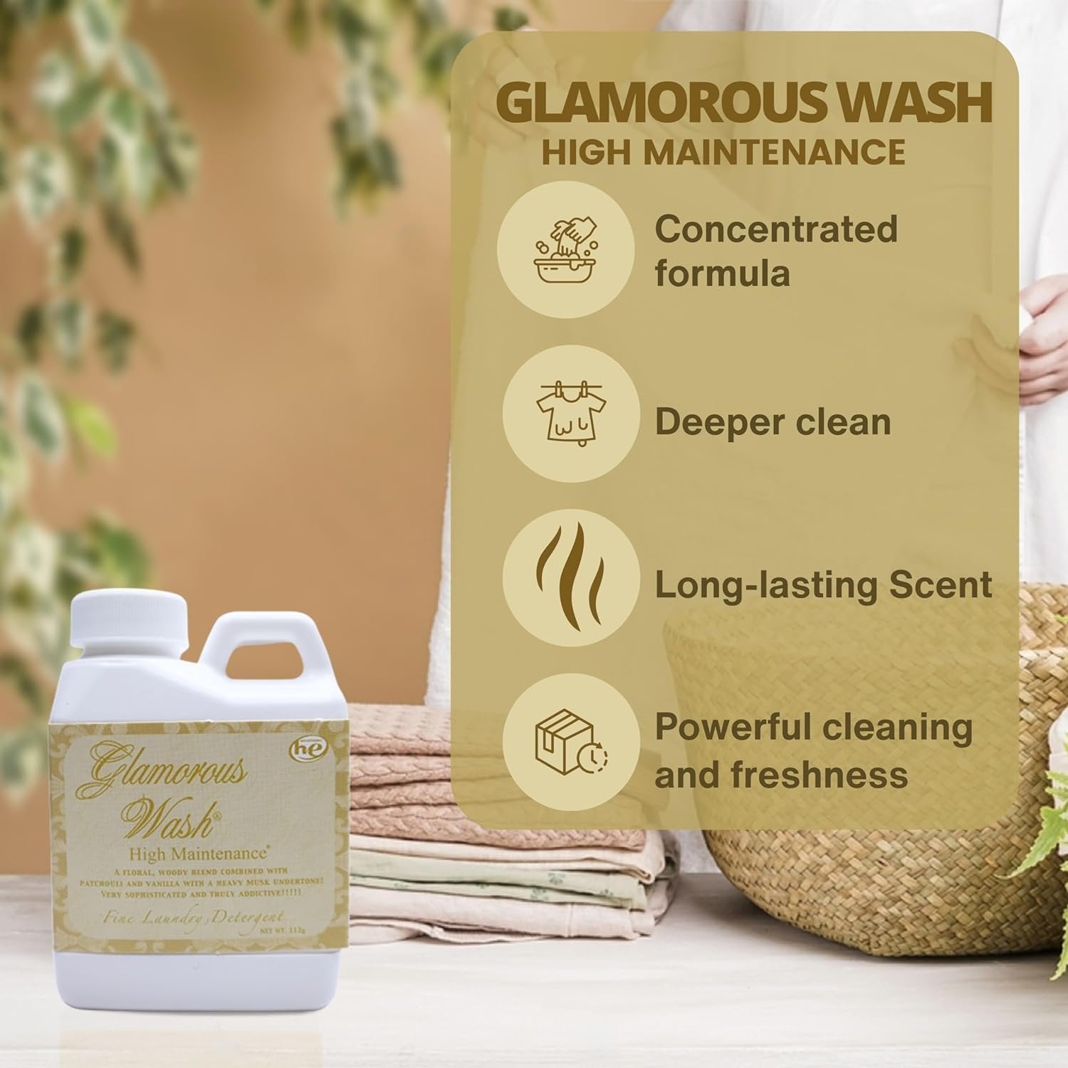 Worldwide Nutrition Bundle, 2 Items: Tyler Glamorous Wash High Maintenance Scent Fine Laundry Liquid Detergent - Hand and Machine Washable - 4 oz (112 grams) Container and Multi-Purpose Key Chain