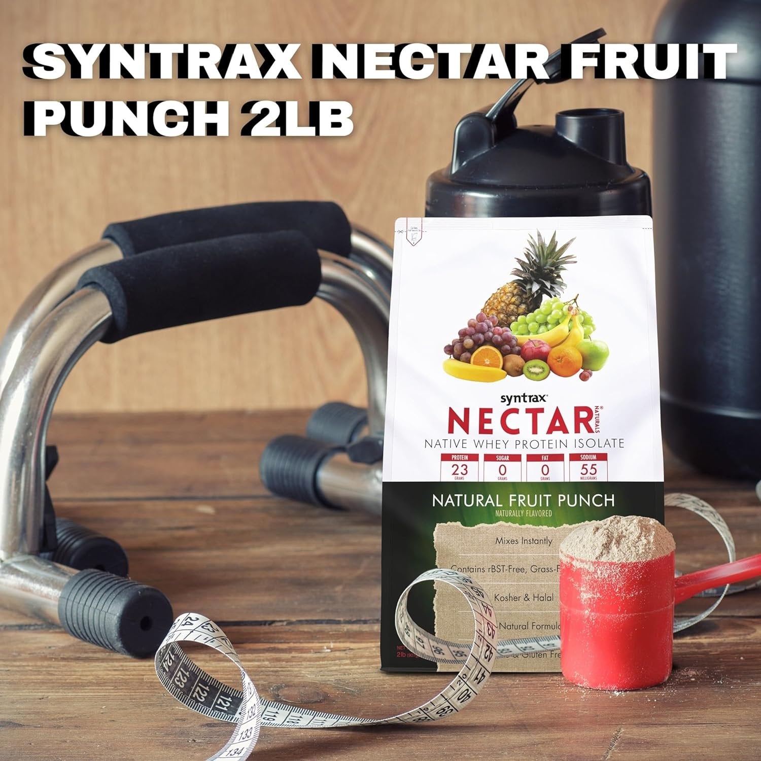 Syntrax Nectar Native Whey Protein Isolate (2lb Bag) - Muscle Support - with Multi-Purpose Keychain