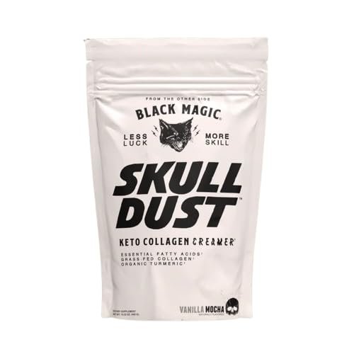 Black Magic Supply Skull Dust Keto Collagen Coffee Creamer - Vanilla Mocha - Organic Turmeric & Colombian Espresso - Keto Friendly 15.5 oz