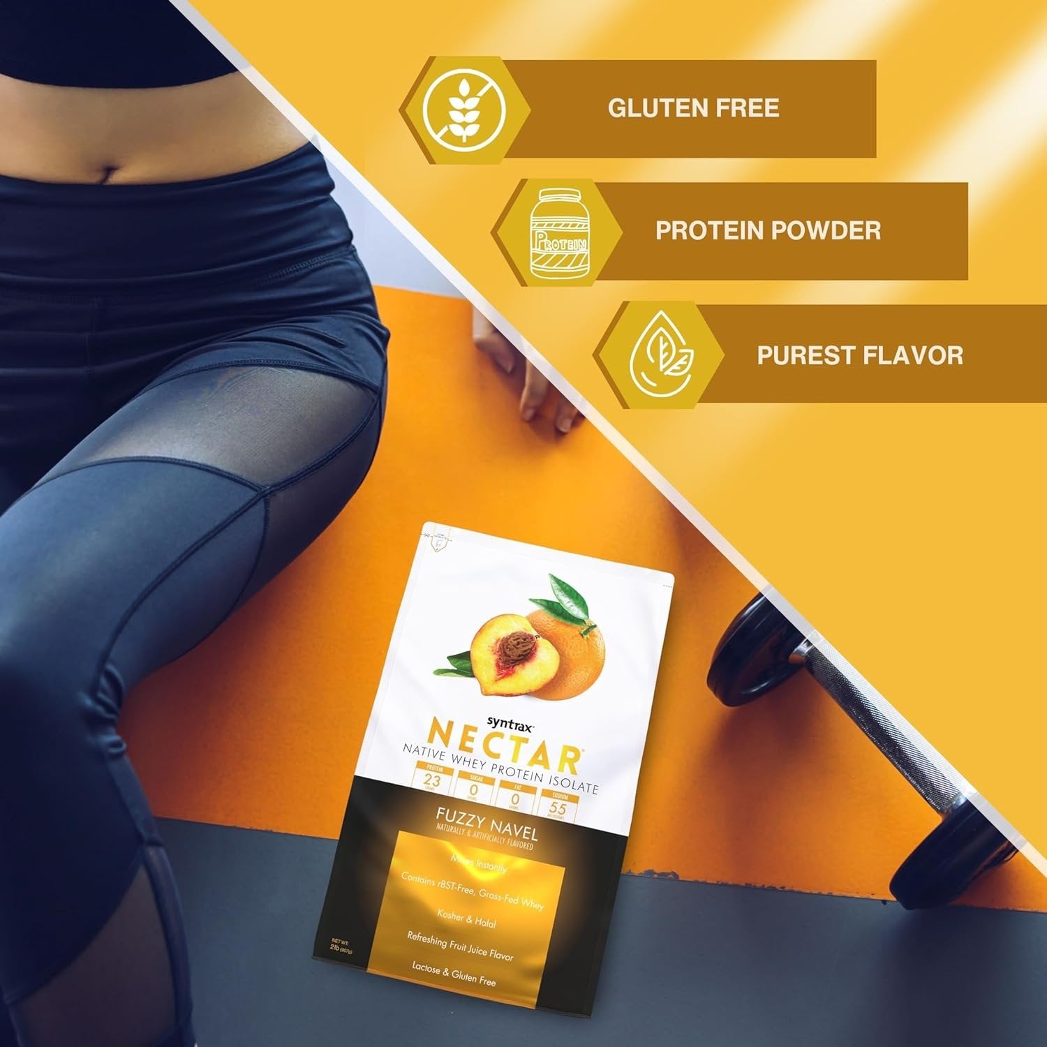 Syntrax Bundle: Nectar Whey Isolate Protein Powder - Fuzzy Navel Flavor - Gluten and Lactose-Free - 2 Pounds Nectar Protein Powder Blend and Worldwide Nutrition Keychain