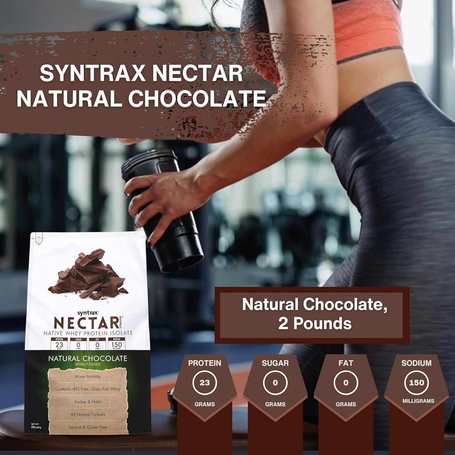 Syntrax Nectar Native Whey Protein Isolate (2lb Bag) - Muscle Support - with Multi-Purpose Keychain