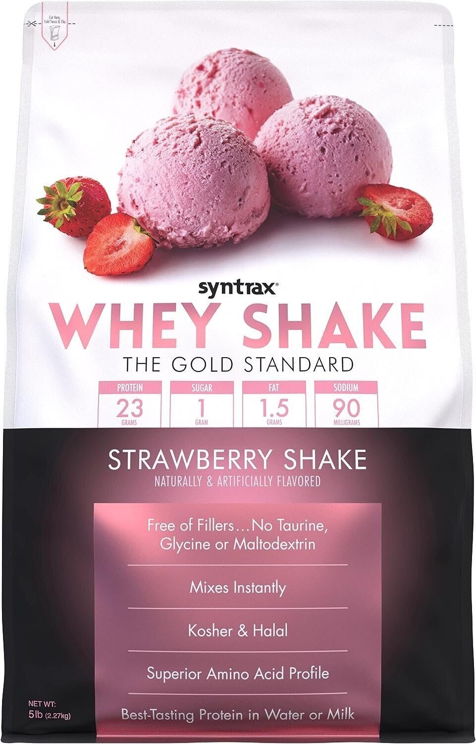 Syntrax Whey Shake - The Gold Standard - Free of Fillers, rBST-Free, Kosher & Halal - 2lb - 1 Pack