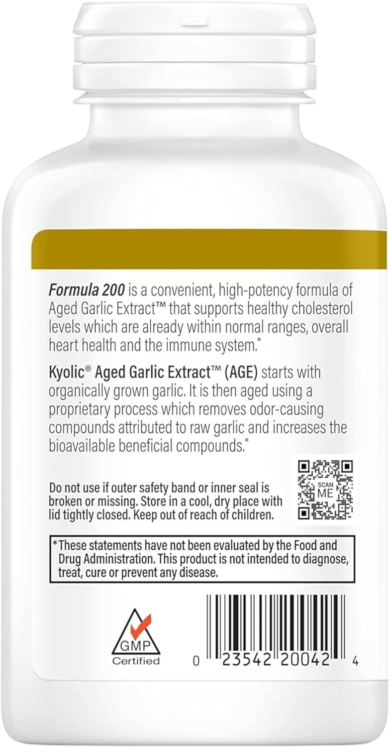 Kyolic Aged Garlic Extract Cardiovascular & Immune Reserve Formula 200 - 120  Capsules - with Multi-Purpose Keychain