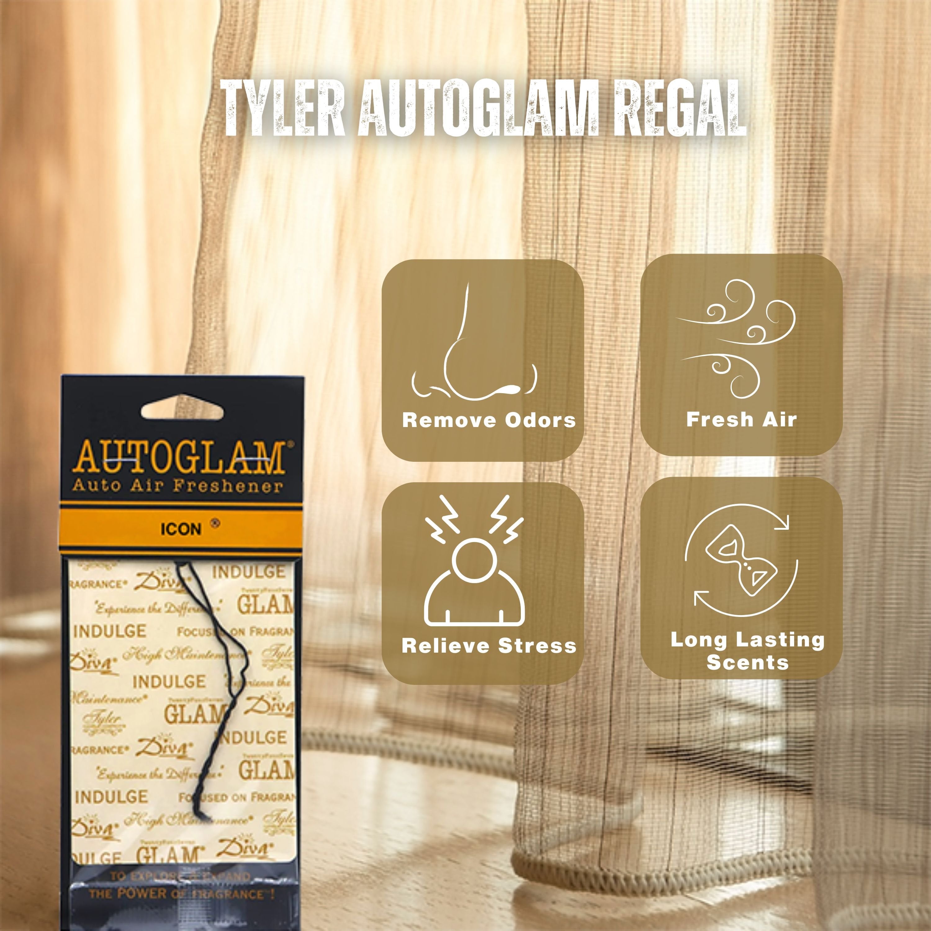 Tyler Candle Company AutoGlam Car Air Fresheners - Regal Scent - Odor Neutralizer - Long Lasting Fragrance - Pack of 3